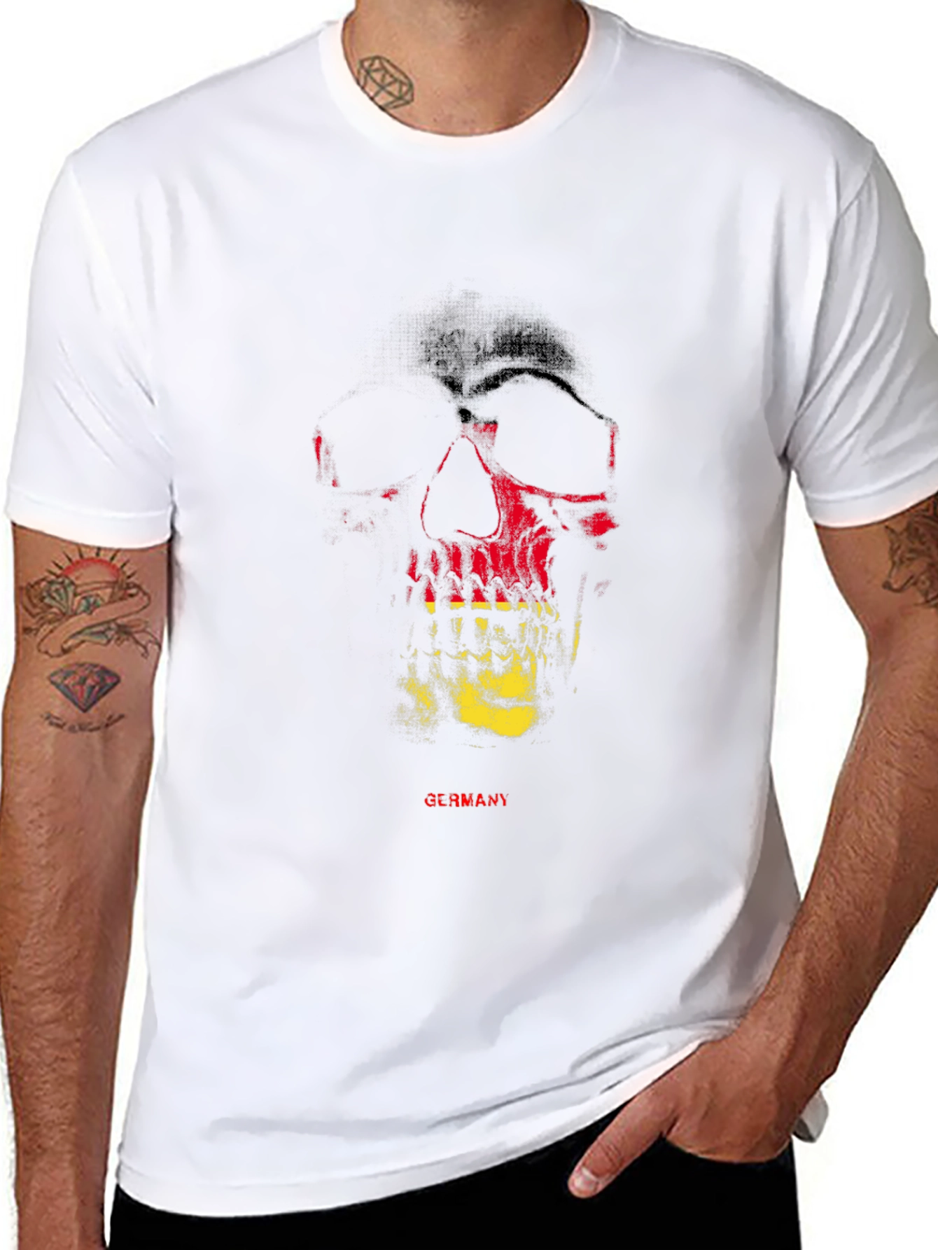 Germany Flag Skull Graphic Tee - Black T-Shirt