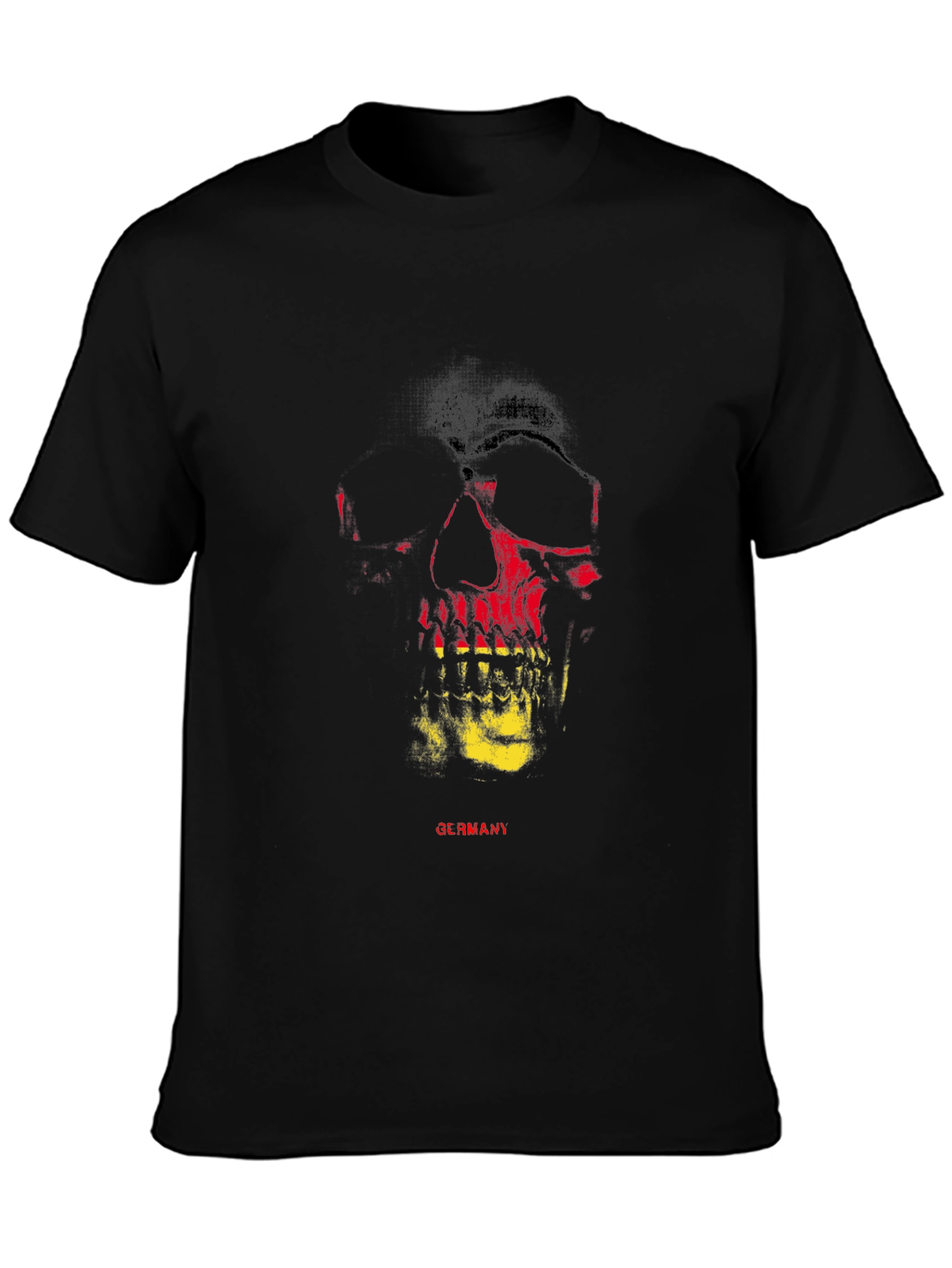Germany Flag Skull Graphic Tee - Black T-Shirt