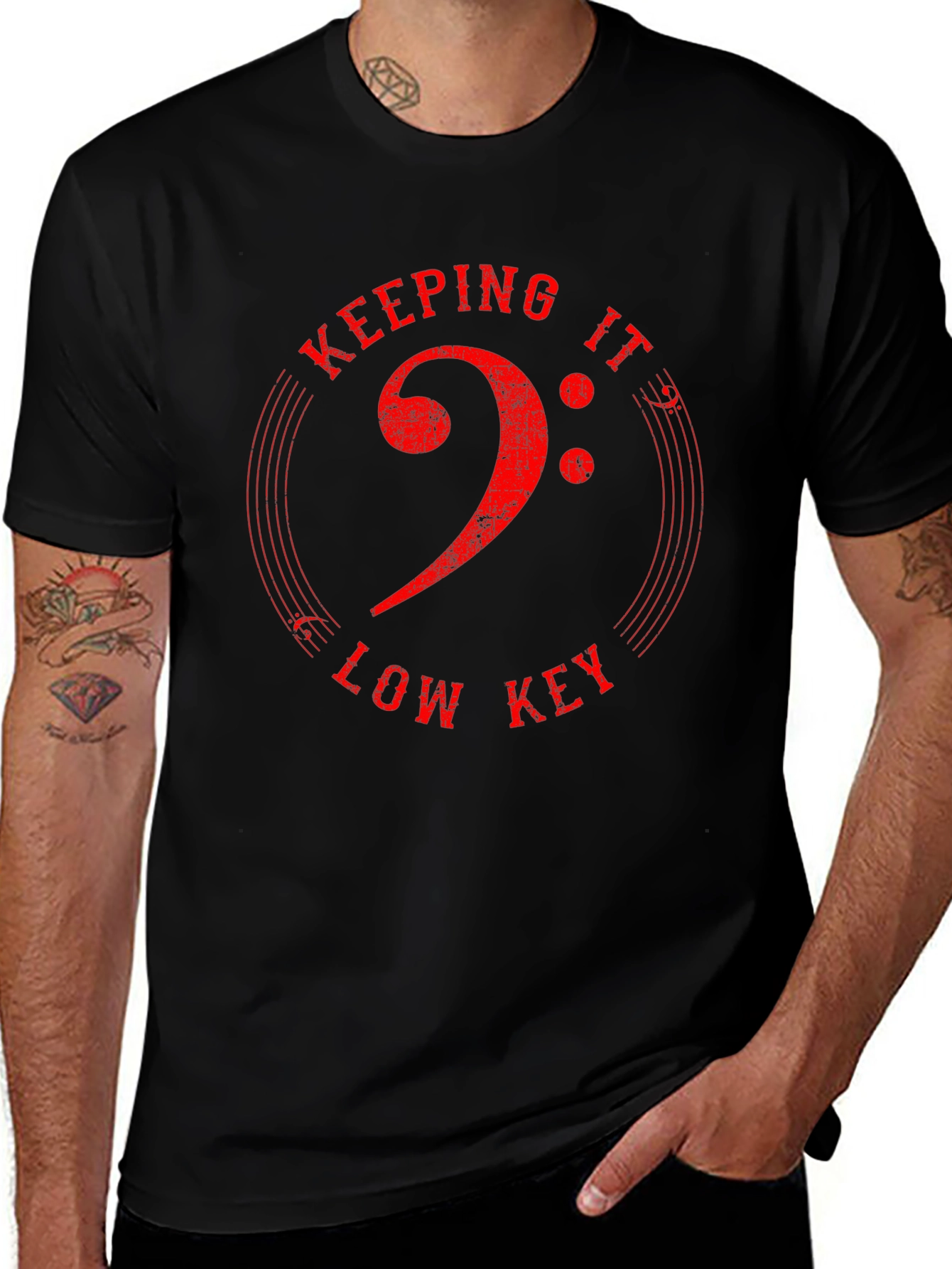 Keeping It Low Key Bass Clef Graphic T-Shirt