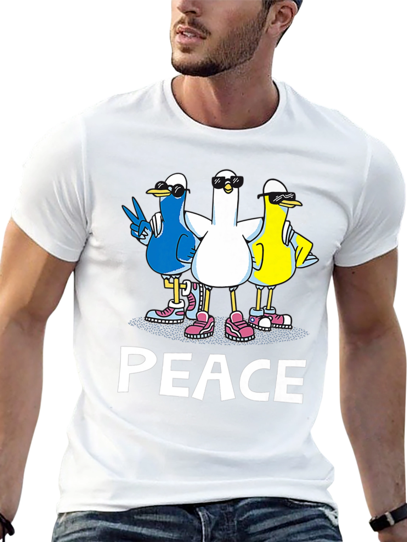 Peace Ducks Graphic T-Shirt - Mens Black Tee
