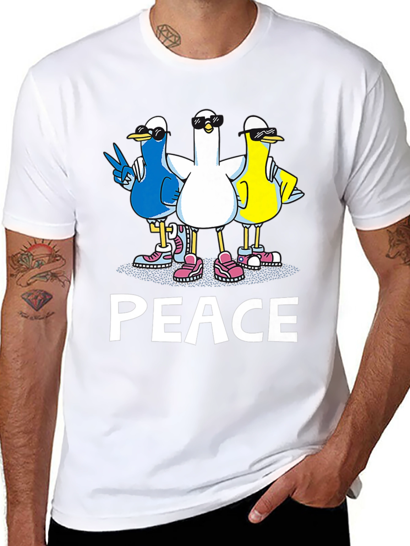Peace Ducks Graphic T-Shirt - Mens Black Tee