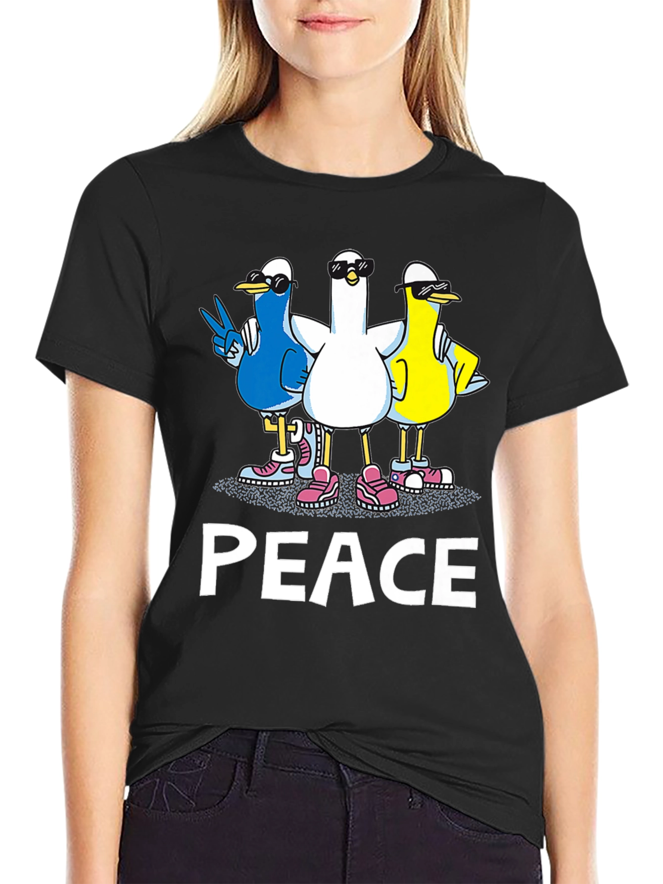 Peace Ducks Graphic T-Shirt - Mens Black Tee