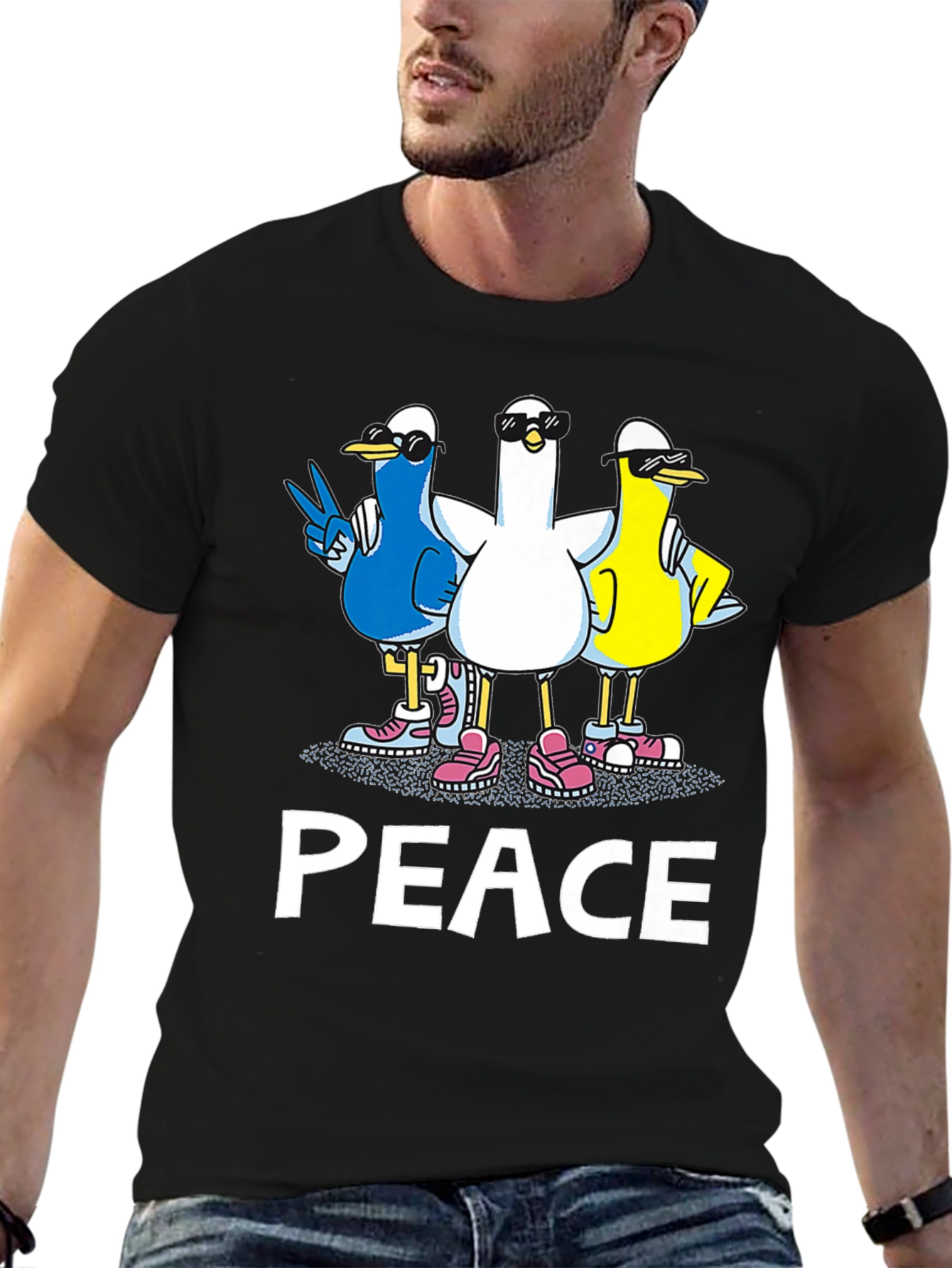 Peace Ducks Graphic T-Shirt - Mens Black Tee