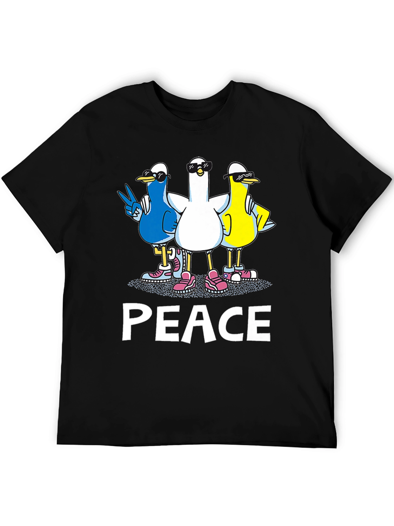 Peace Ducks Graphic T-Shirt - Mens Black Tee