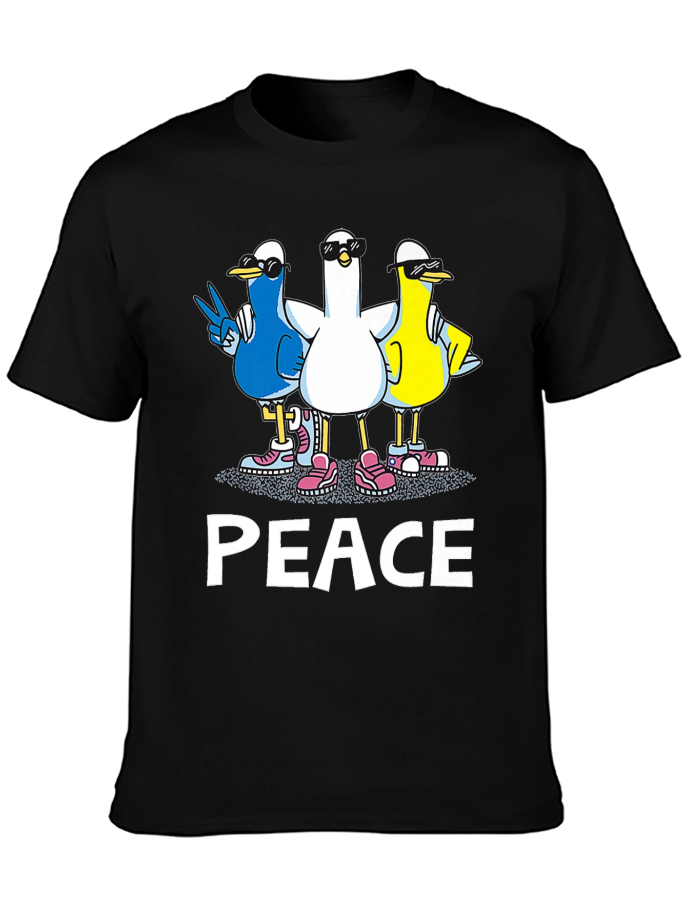 Peace Ducks Graphic T-Shirt - Mens Black Tee