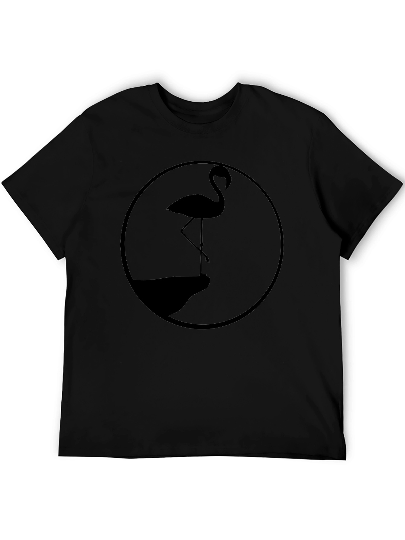 Flamingo Silhouette Graphic Tee - Black