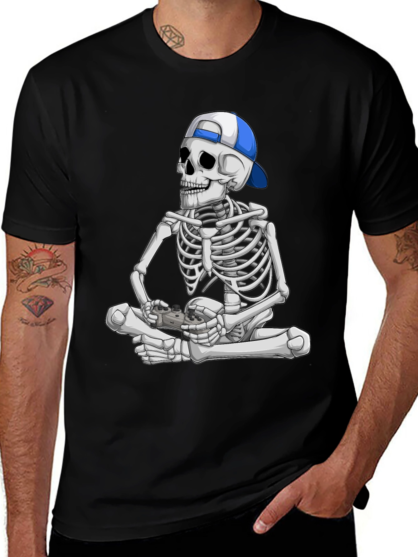 Skeleton Gamer T-Shirt - Cool Graphic Tee