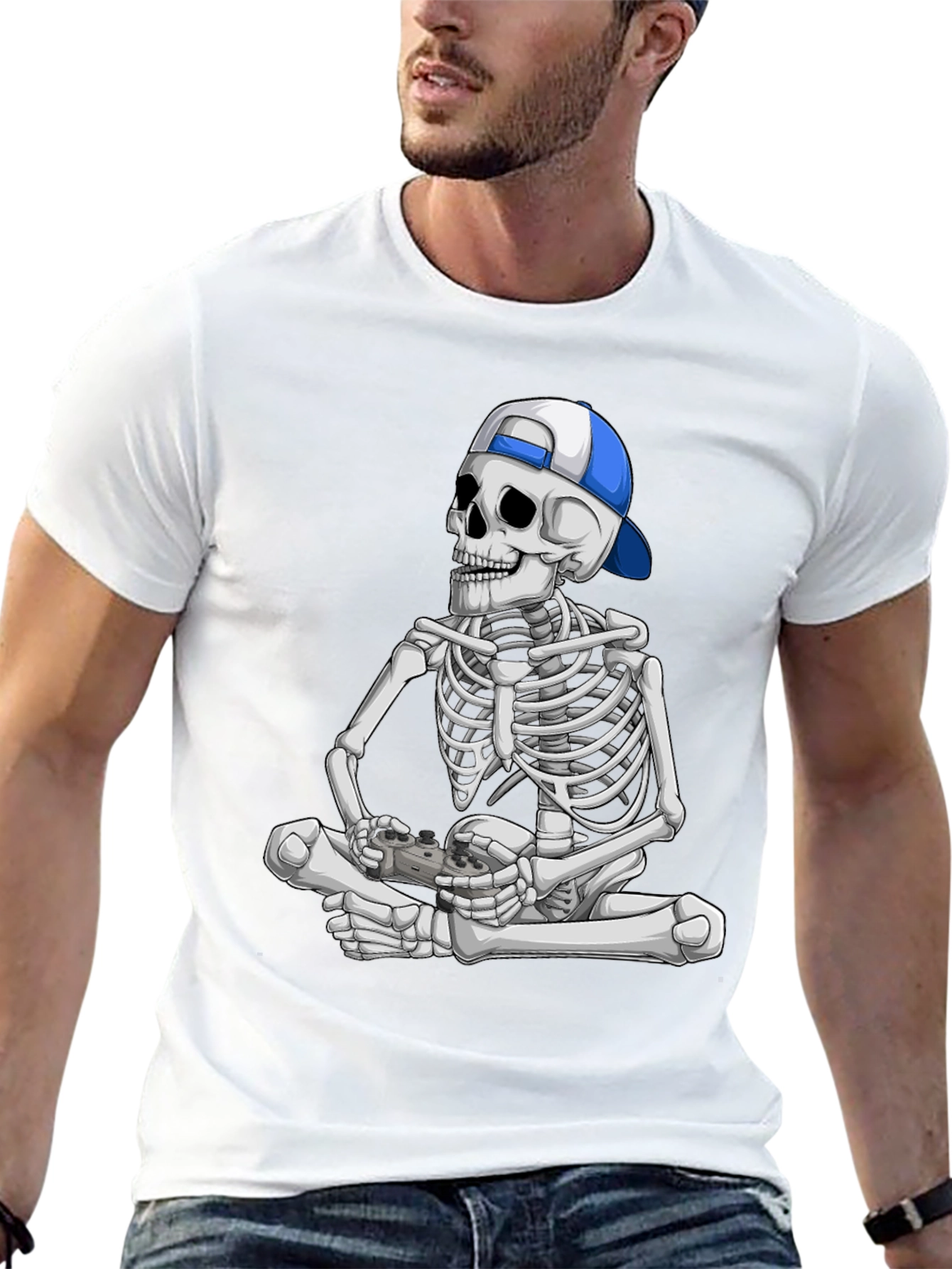 Skeleton Gamer T-Shirt - Cool Graphic Tee