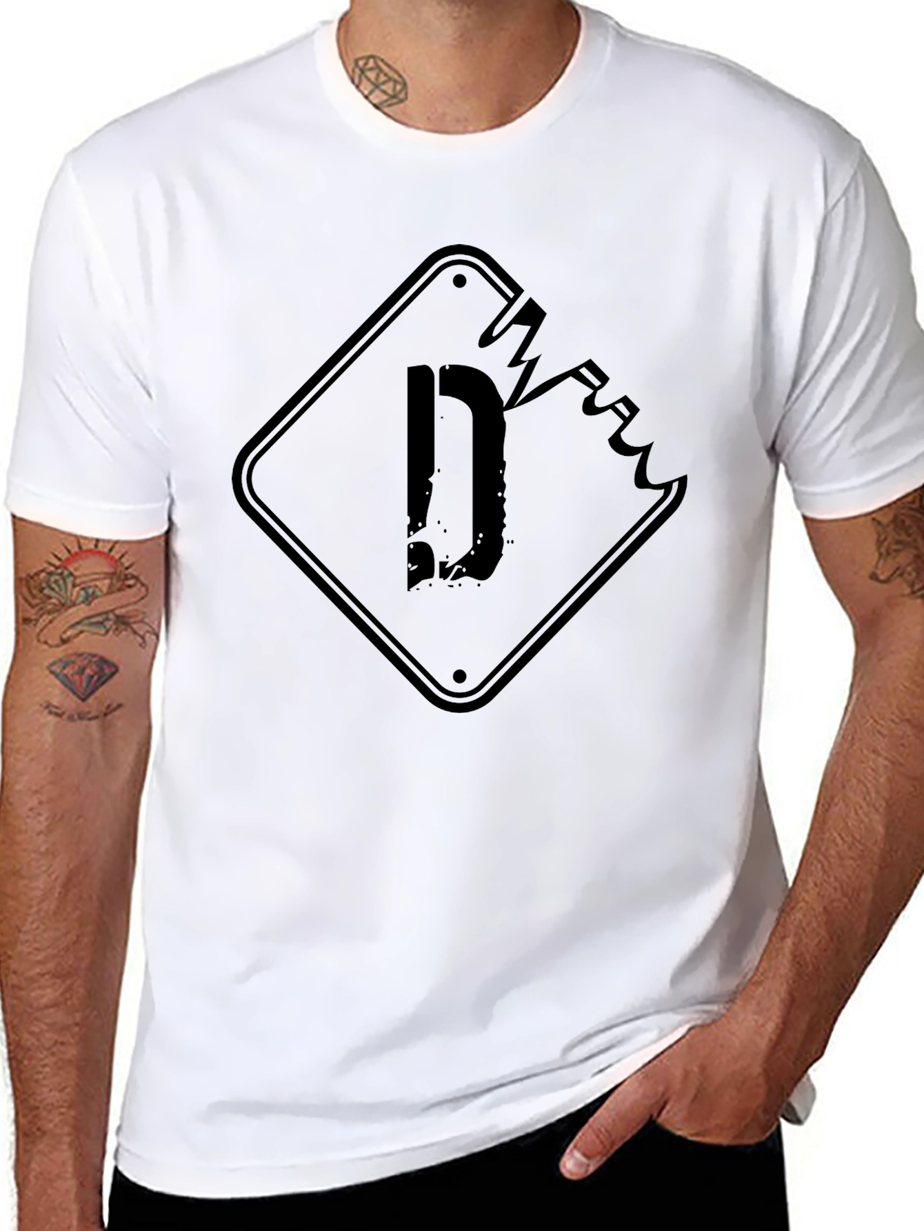Distressed D Graphic Black T-Shirt