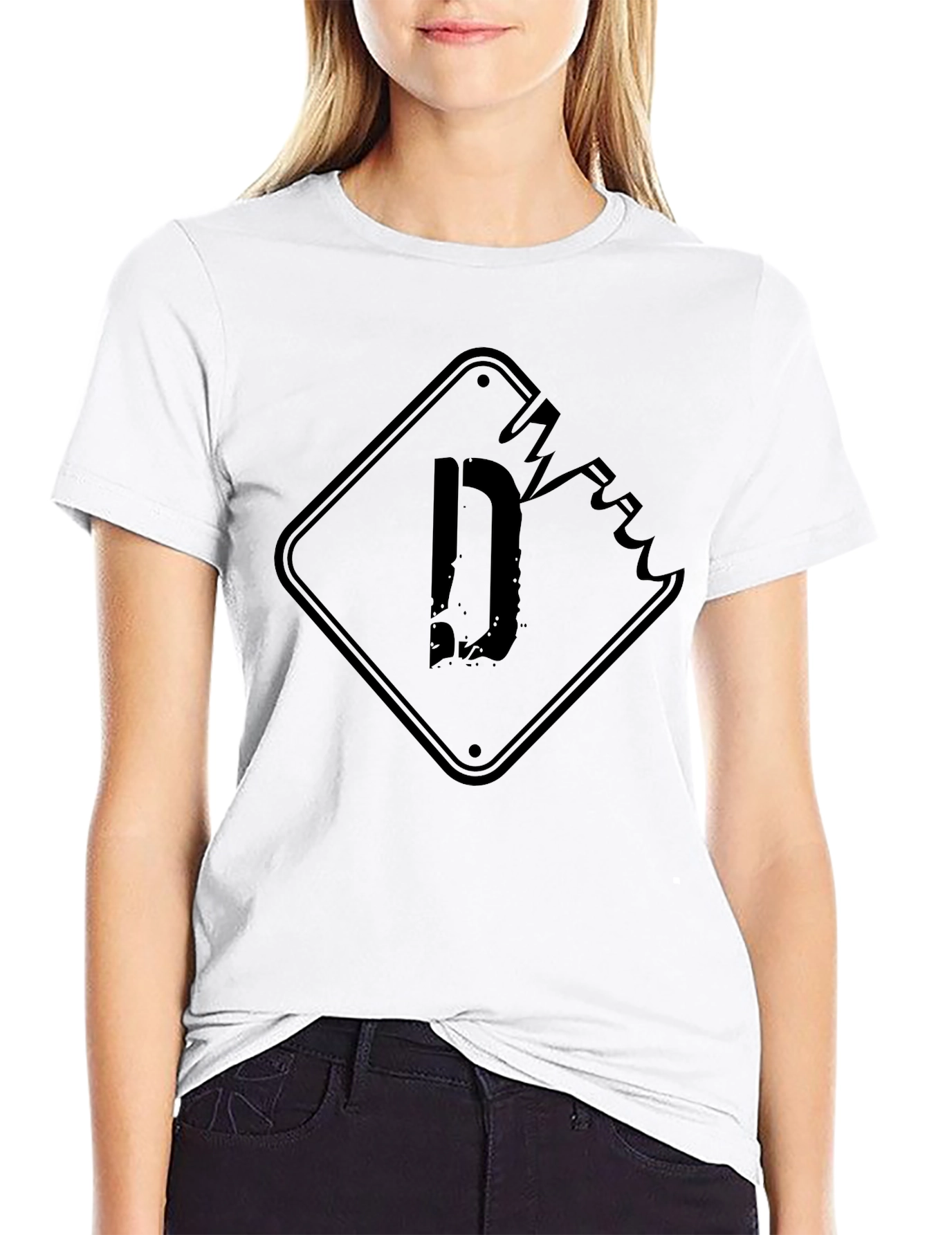 Distressed D Graphic Black T-Shirt
