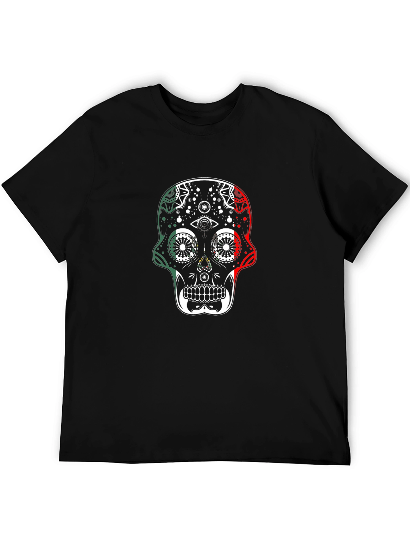 Skull Graphic Tee - Mexican Flag Sugar Skull