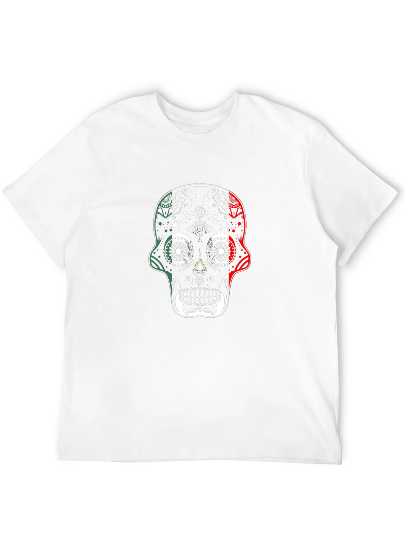 Skull Graphic Tee - Mexican Flag Sugar Skull