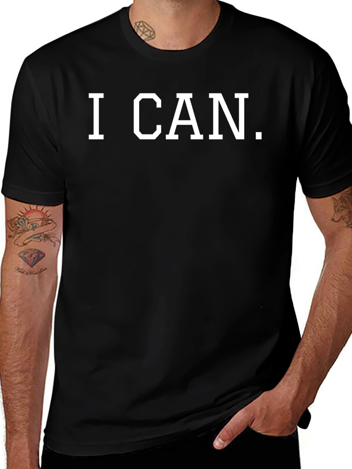 I CAN T-Shirt - Motivational Black Tee