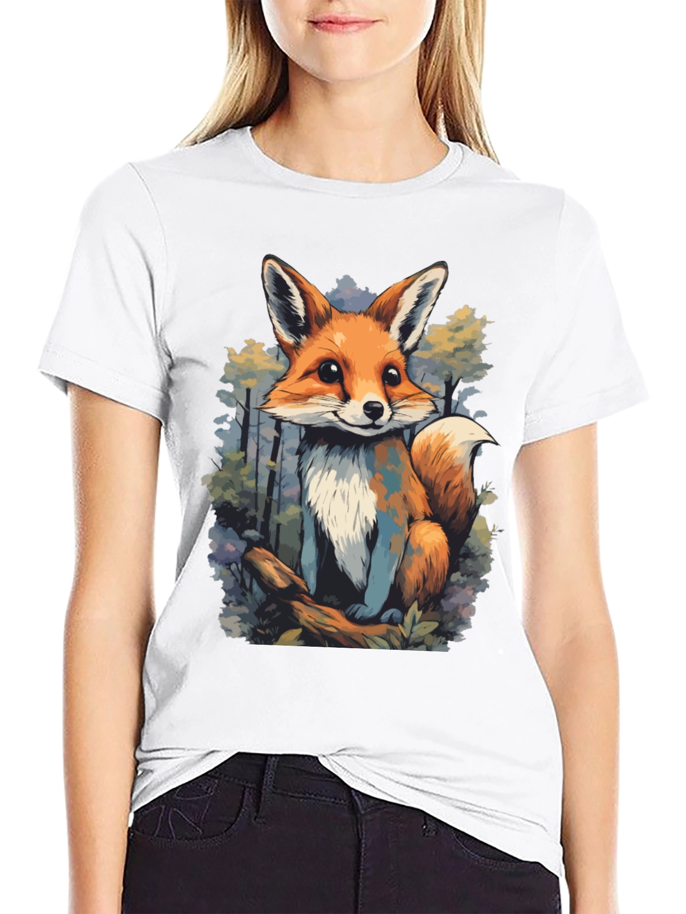 Cute Fox Graphic Tee - Unisex Black T-Shirt