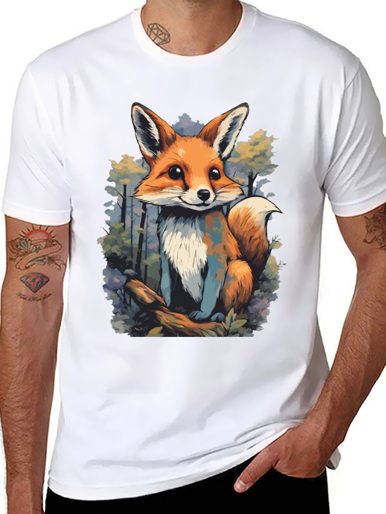 Cute Fox Graphic Tee - Unisex Black T-Shirt