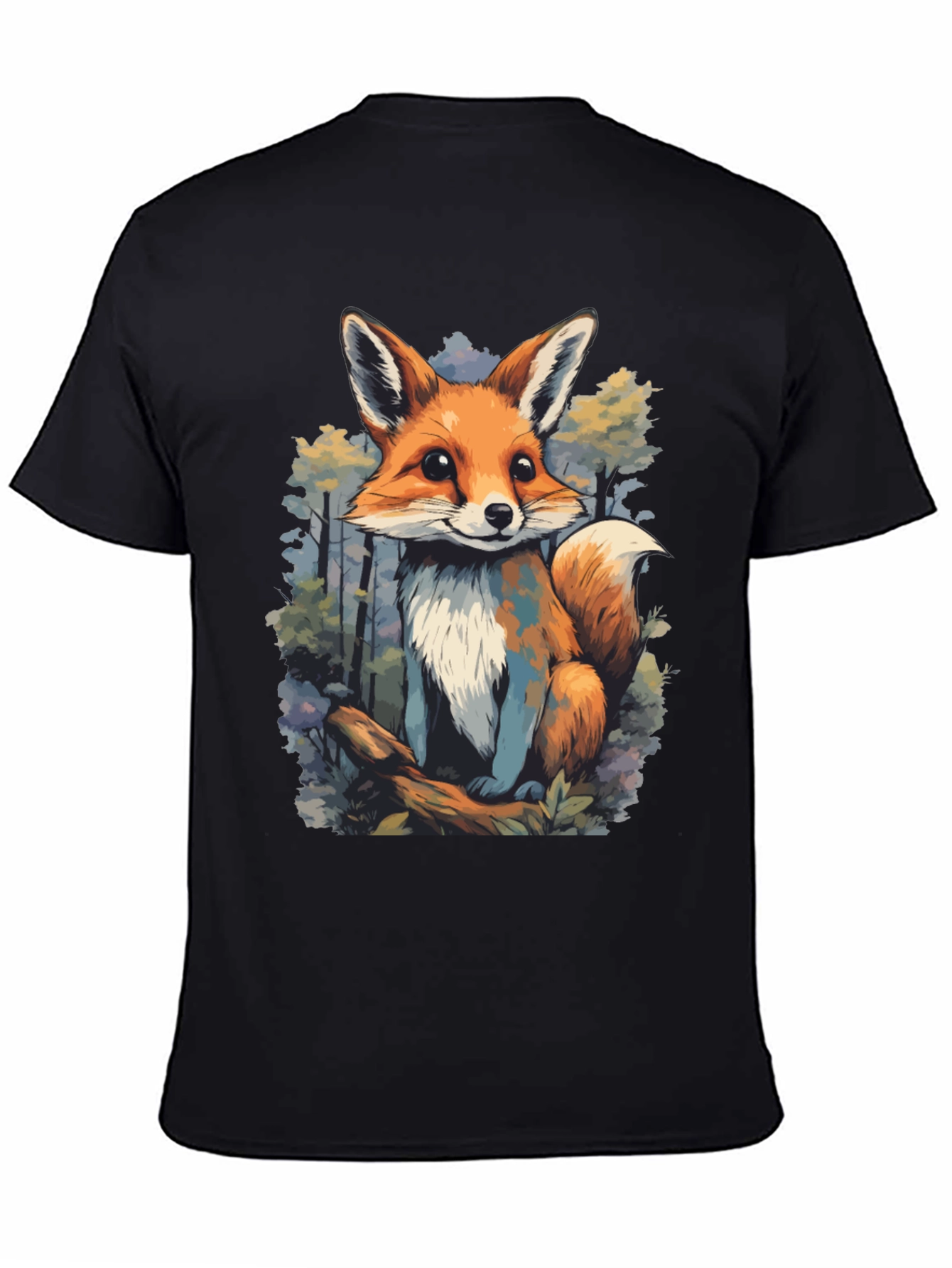 Cute Fox Graphic Tee - Unisex Black T-Shirt