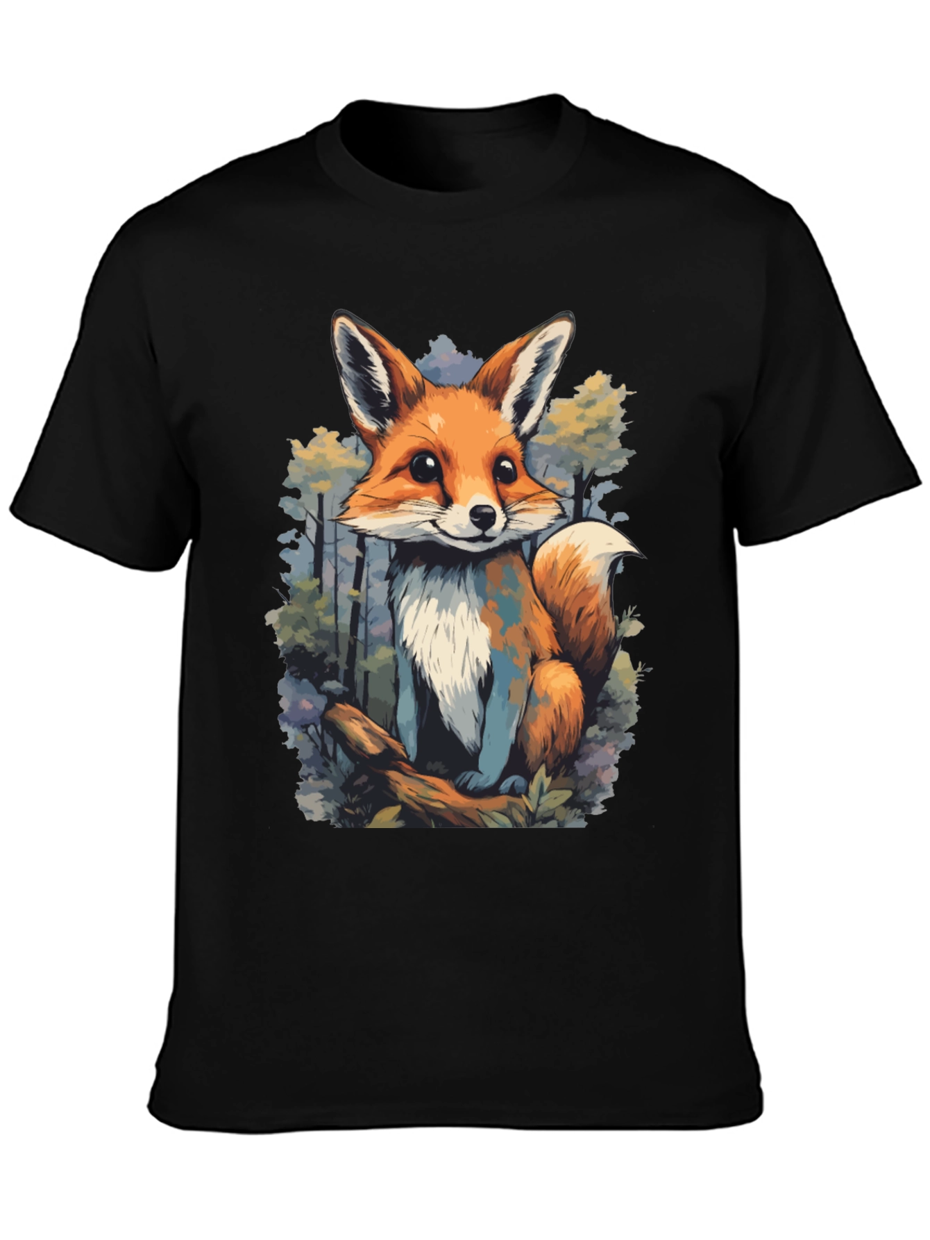 Cute Fox Graphic Tee - Unisex Black T-Shirt