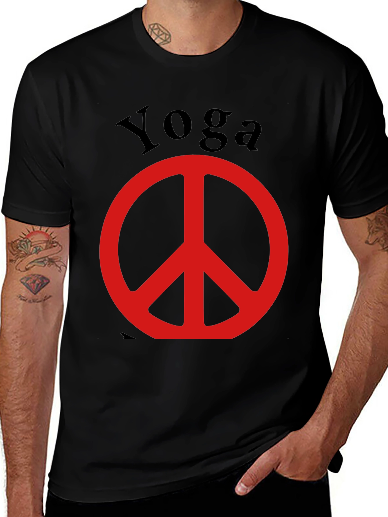 Yoga Peace Sign Black T-Shirt