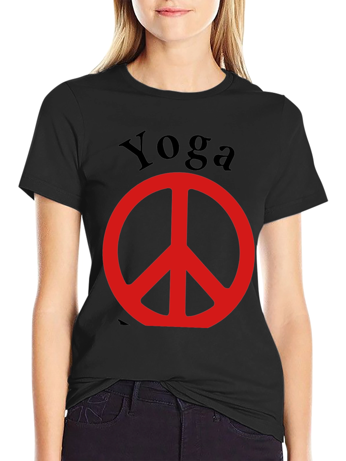 Yoga Peace Sign Black T-Shirt