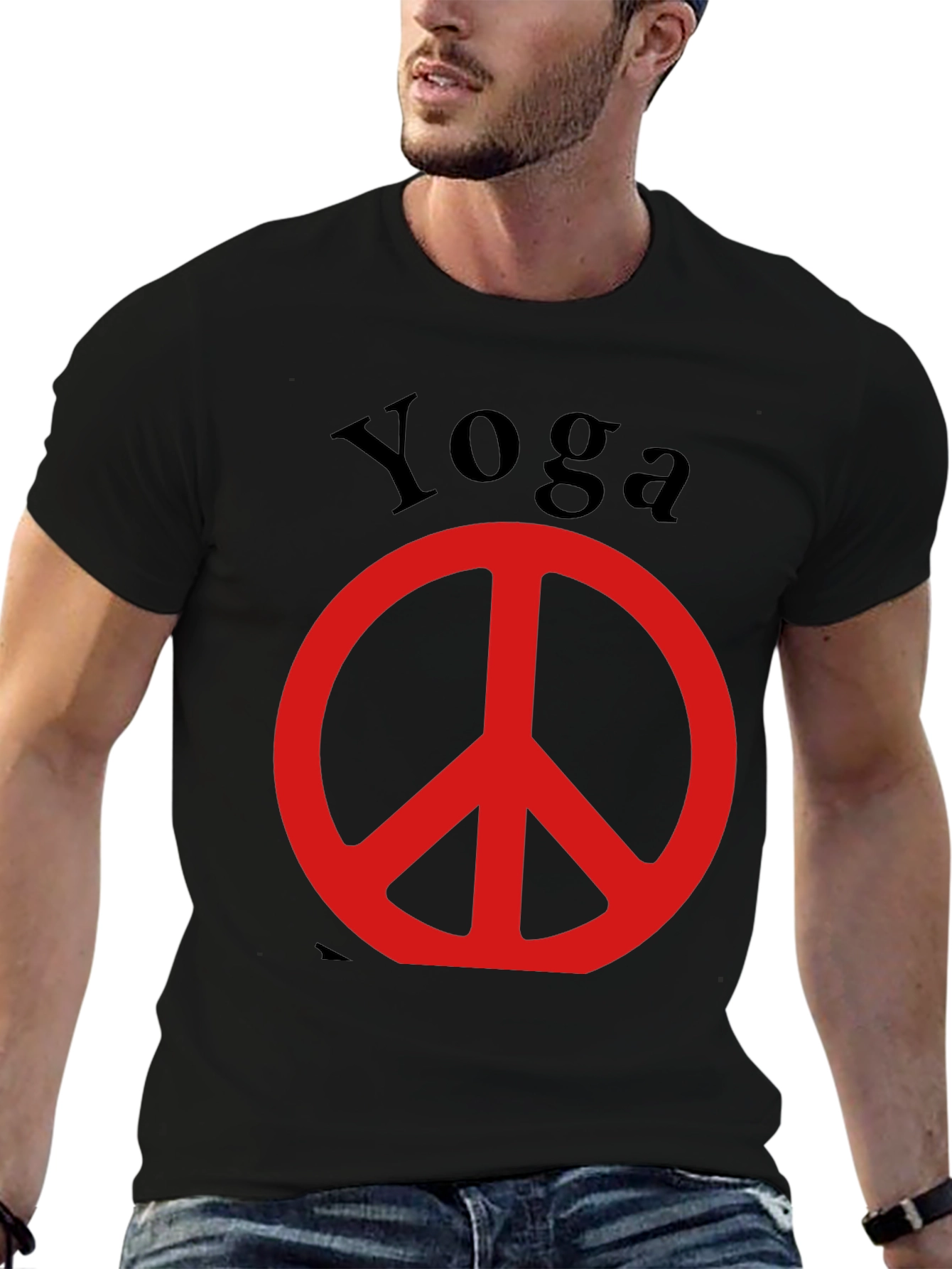 Yoga Peace Sign Black T-Shirt
