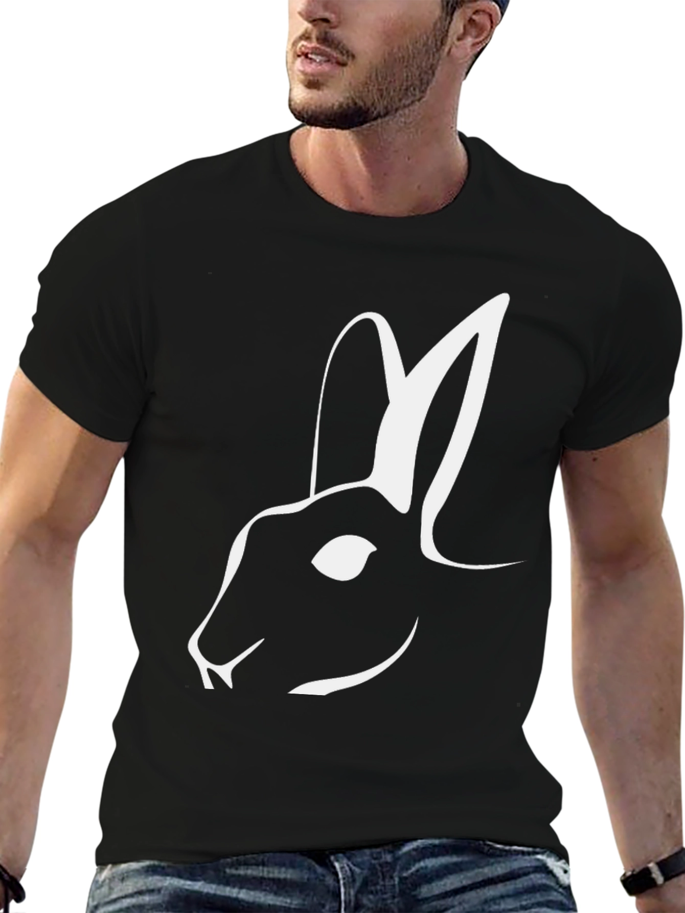 Rabbit Graphic Tee - Stylish Black T-Shirt