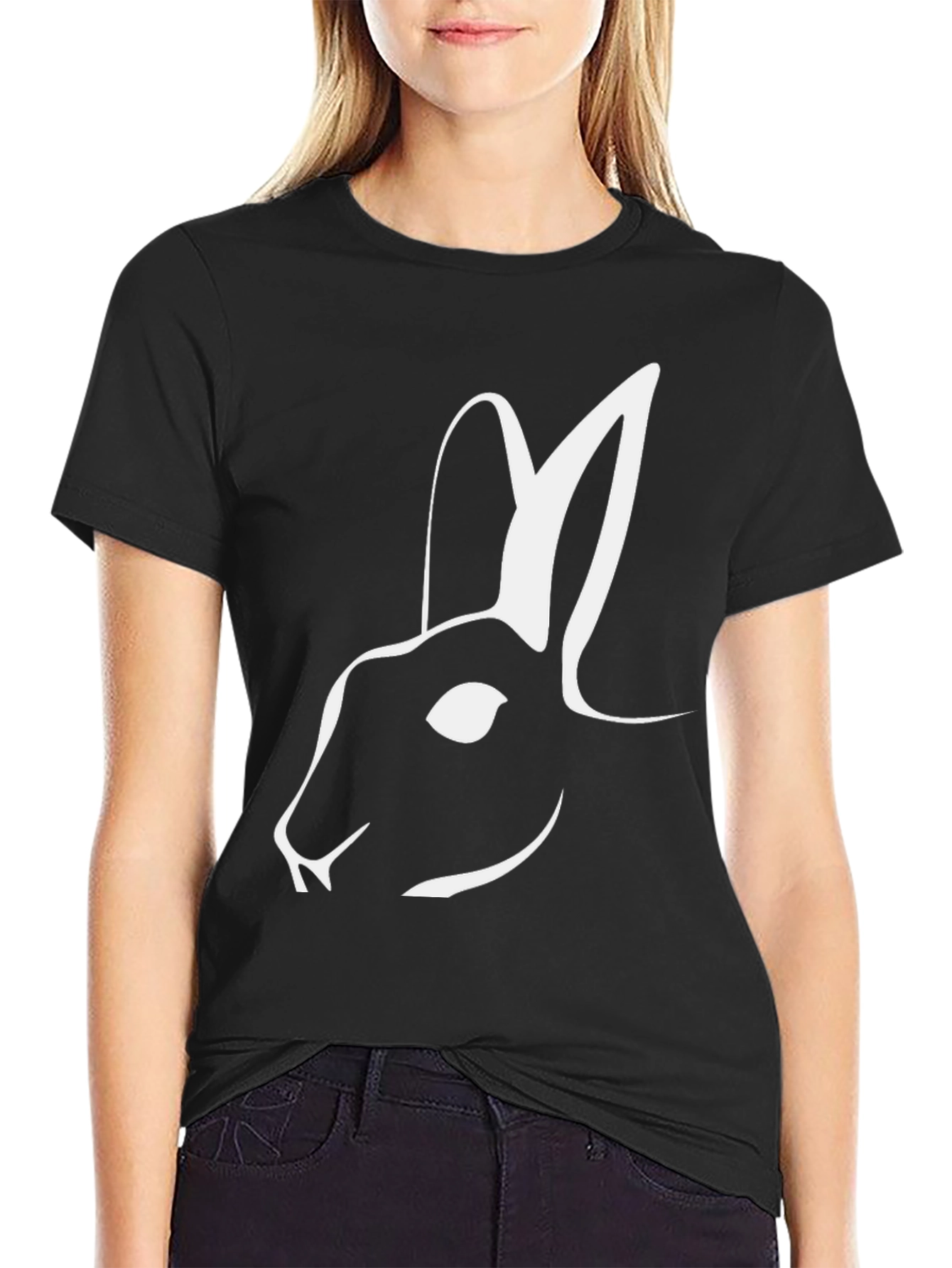 Rabbit Graphic Tee - Stylish Black T-Shirt