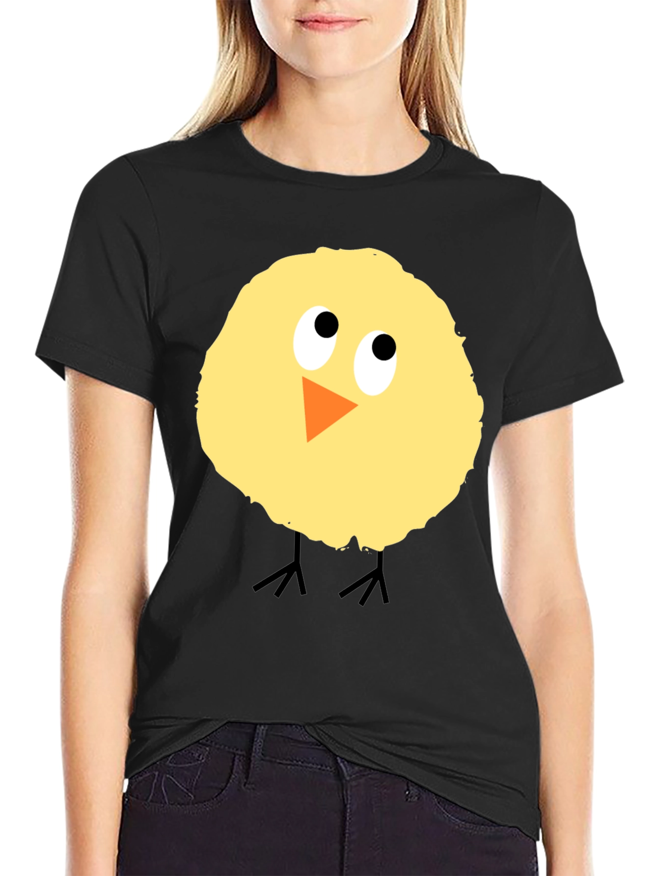 Cute Chick Graphic Black T-Shirt