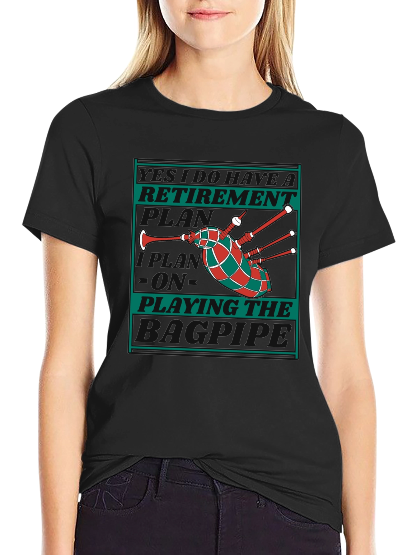 Retirement Playing the Bagpipes Graphic T-Shirt