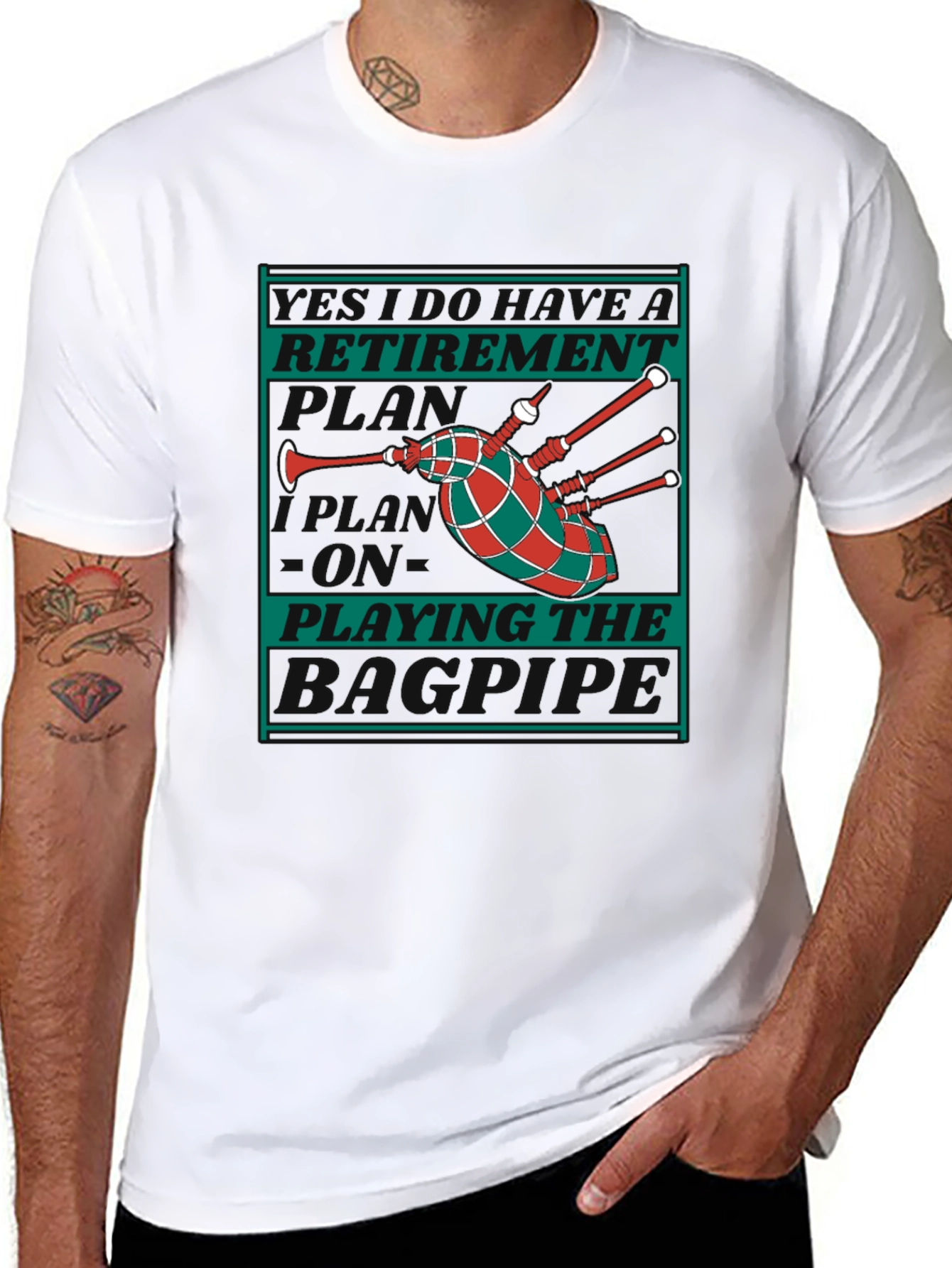 Retirement Playing the Bagpipes Graphic T-Shirt