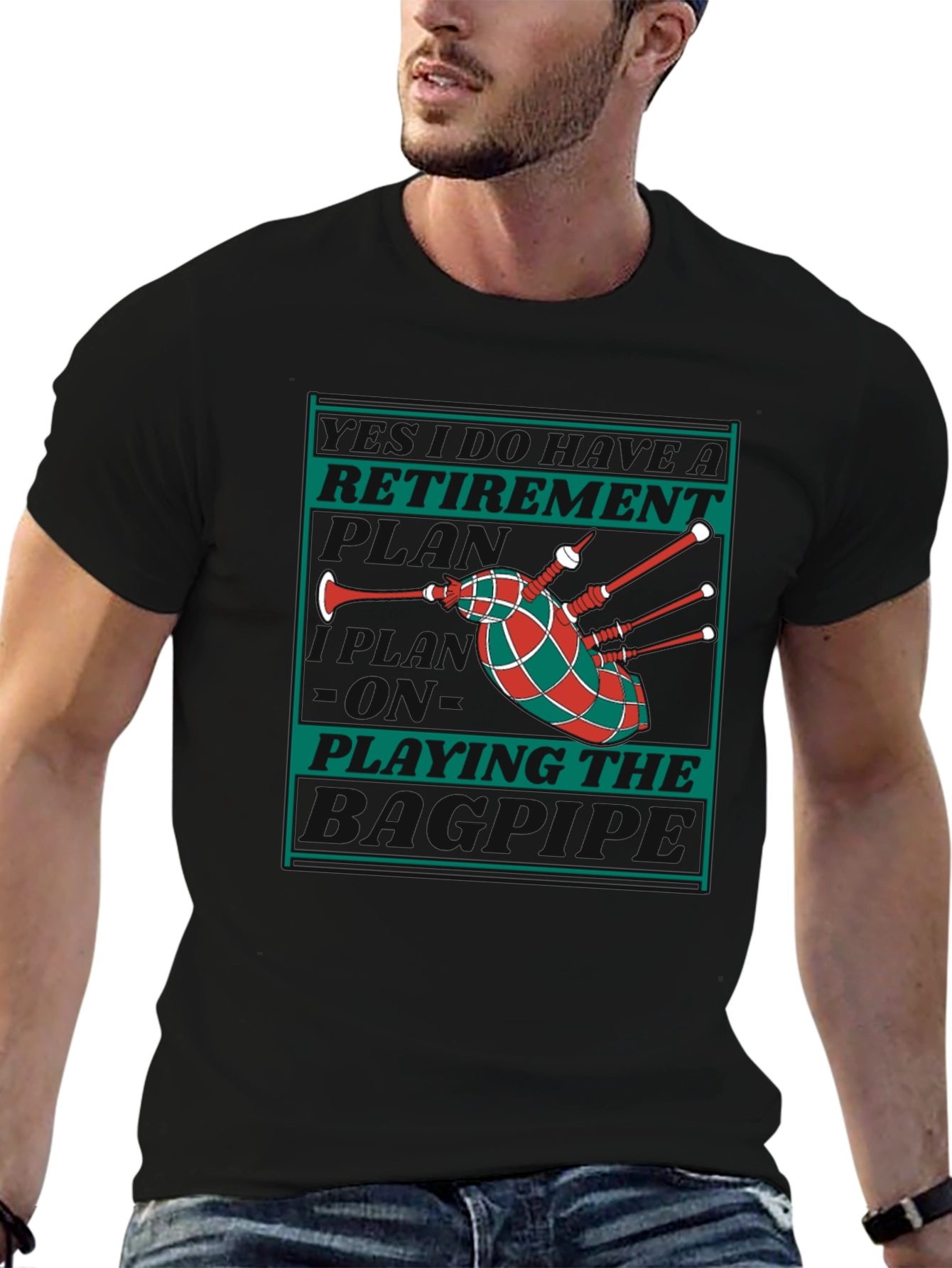 Retirement Playing the Bagpipes Graphic T-Shirt
