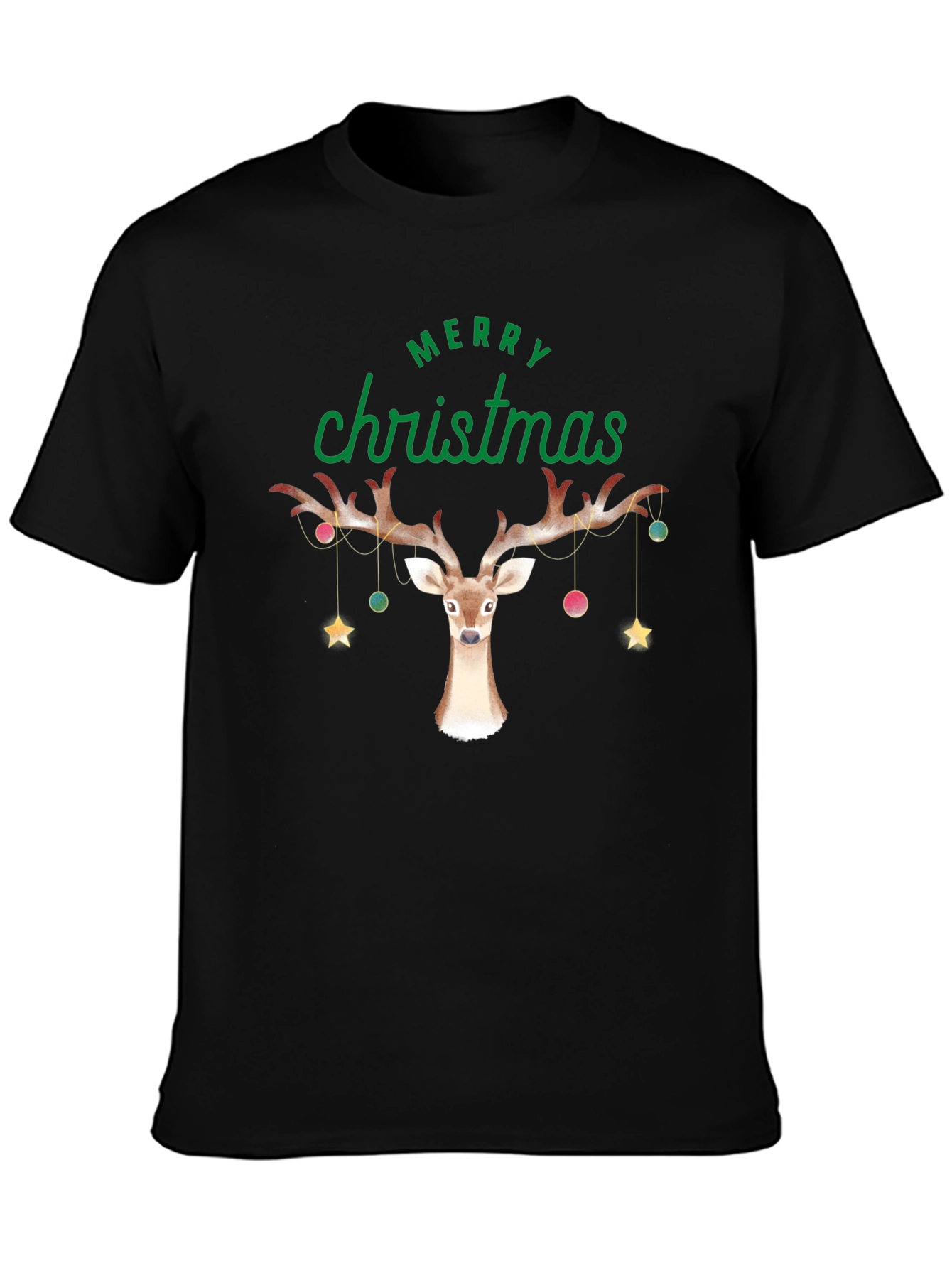 Merry Christmas Reindeer Graphic Tee - Holiday Cheer