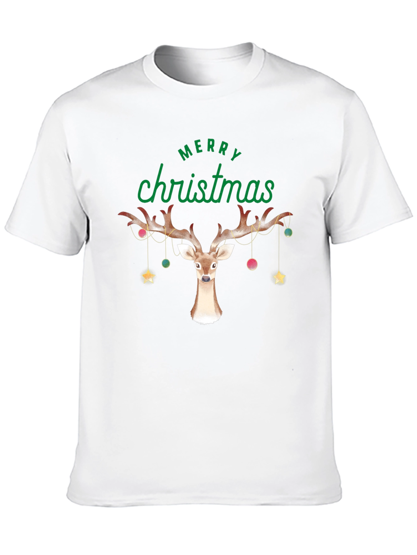 Merry Christmas Reindeer Graphic Tee - Holiday Cheer