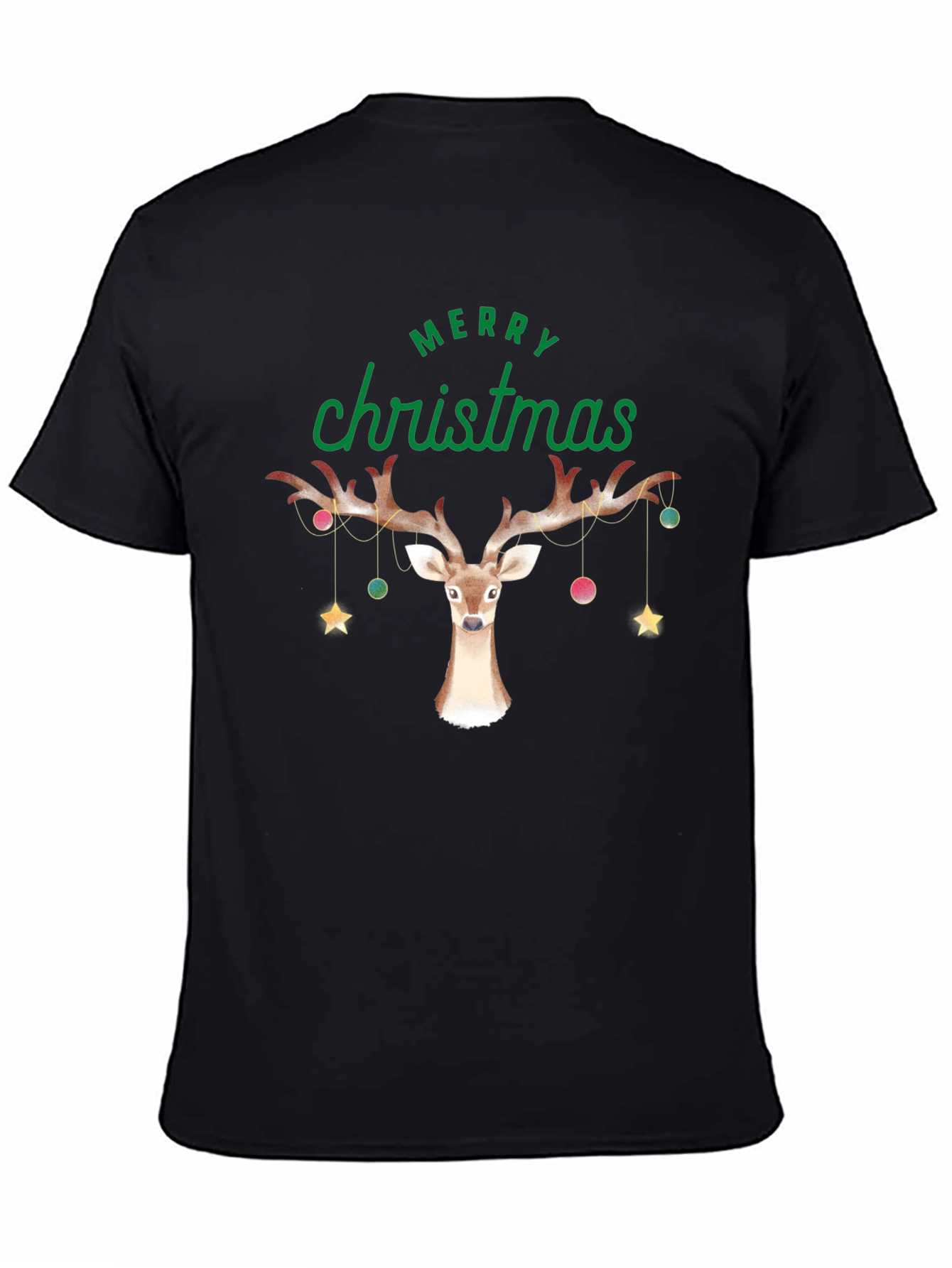 Merry Christmas Reindeer Graphic Tee - Holiday Cheer