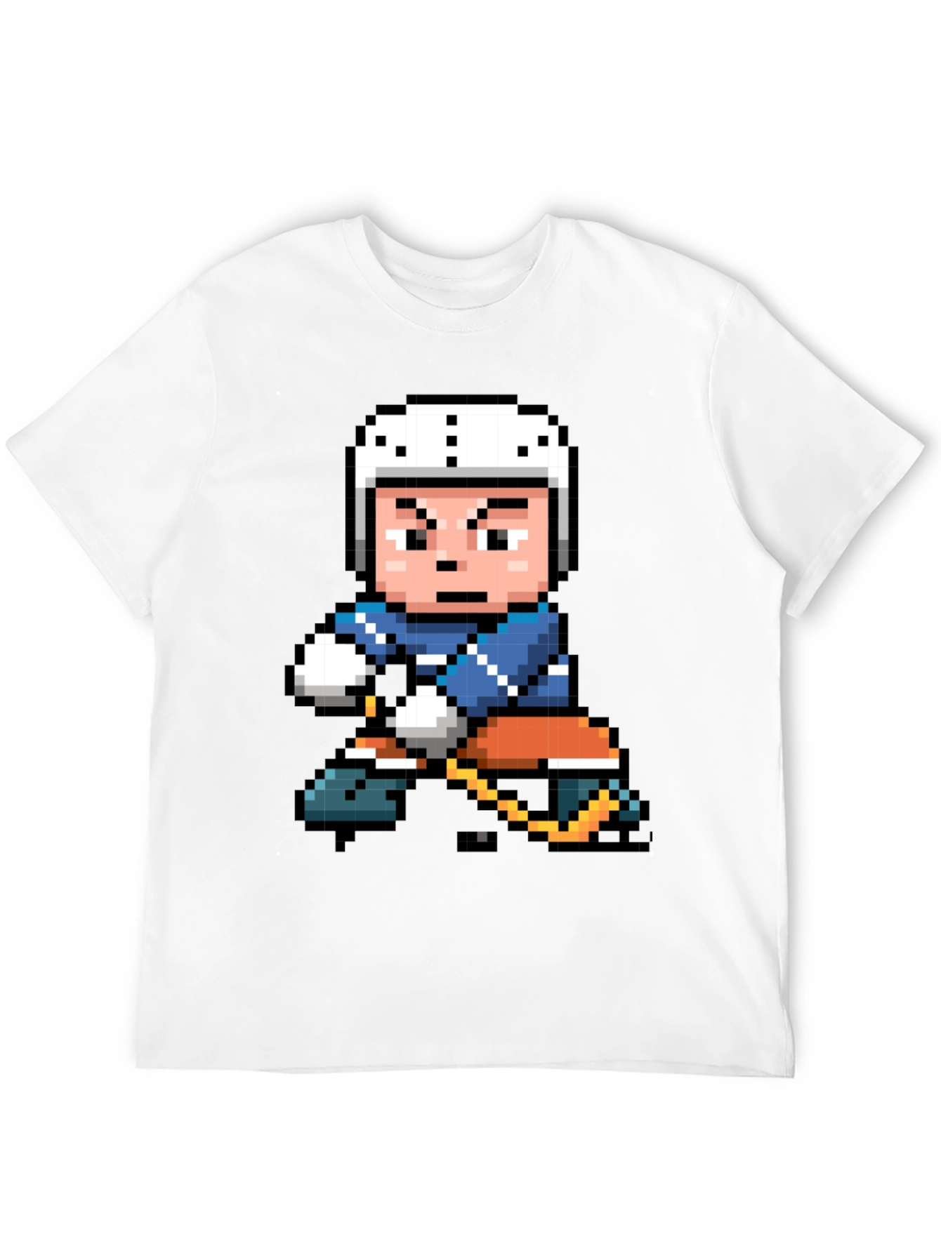Retro Pixel Hockey Player Graphic T-Shirt