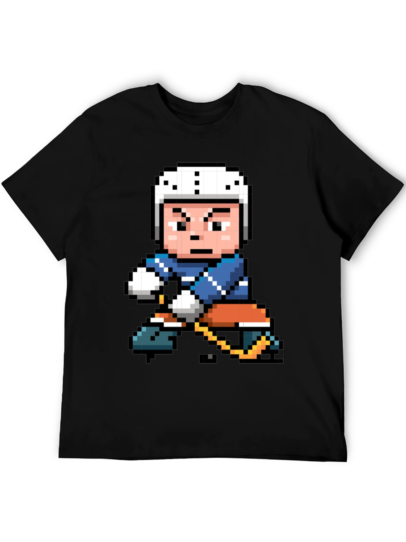Retro Pixel Hockey Player Graphic T-Shirt