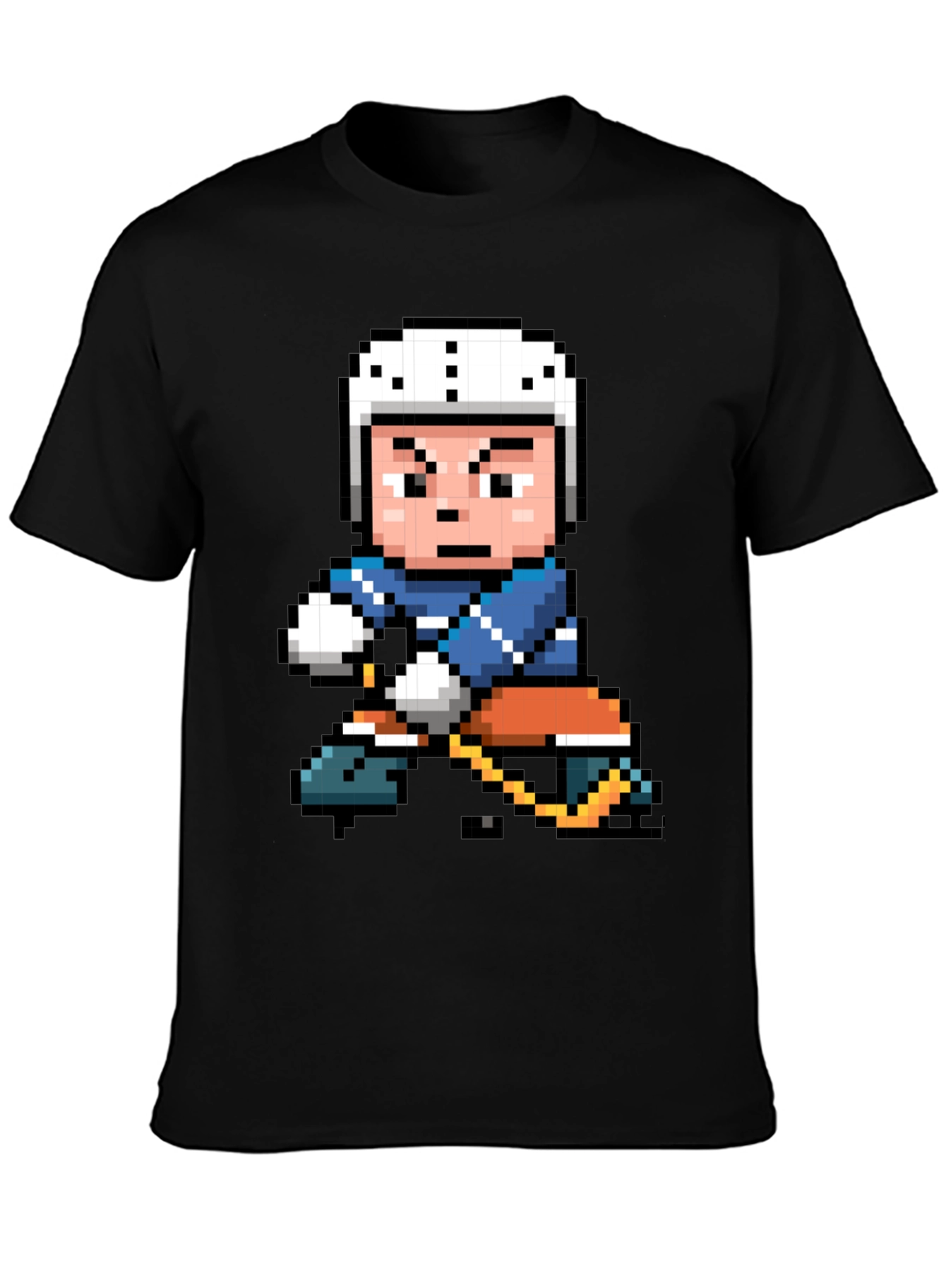 Retro Pixel Hockey Player Graphic T-Shirt