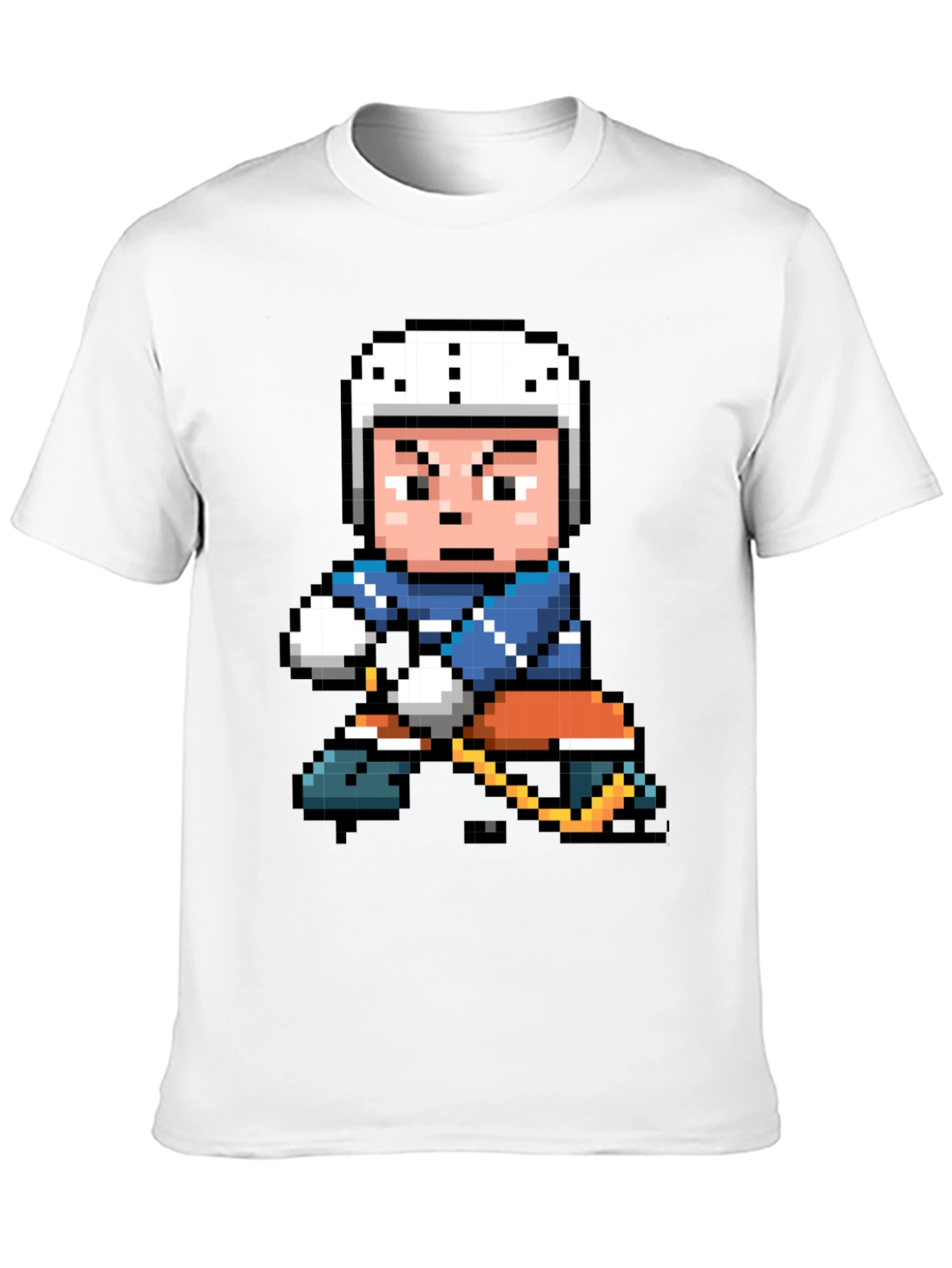 Retro Pixel Hockey Player Graphic T-Shirt