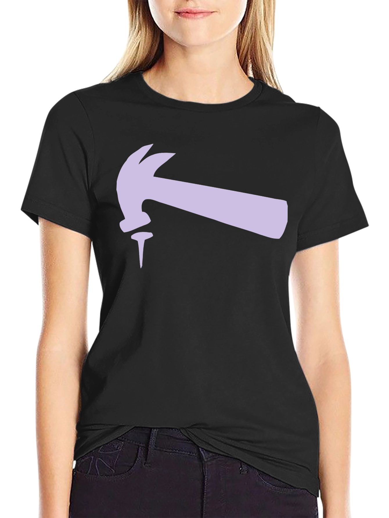 Hammer and Nail Graphic Tee - Black Cotton T-Shirt