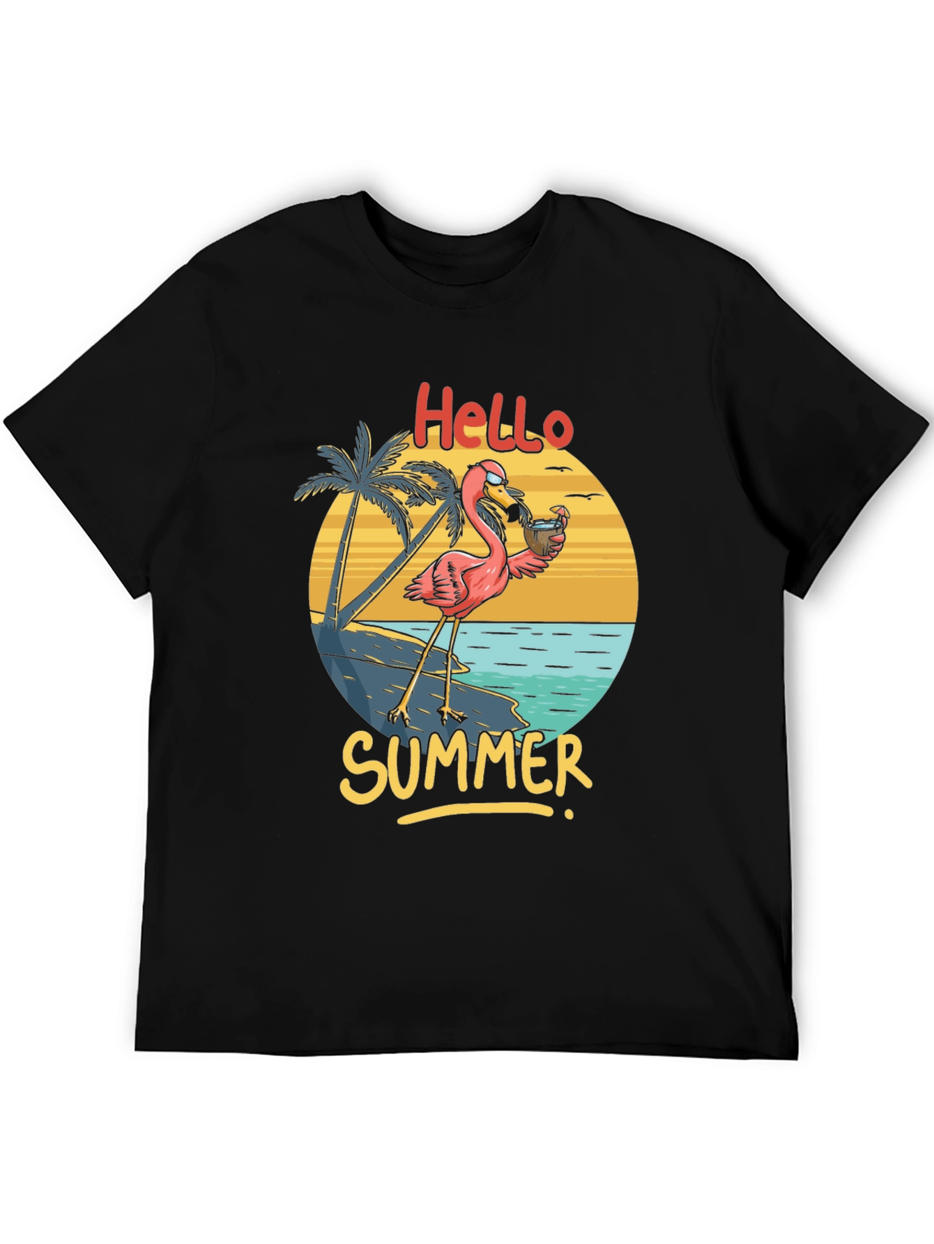 Hello Summer Flamingo Graphic T-Shirt