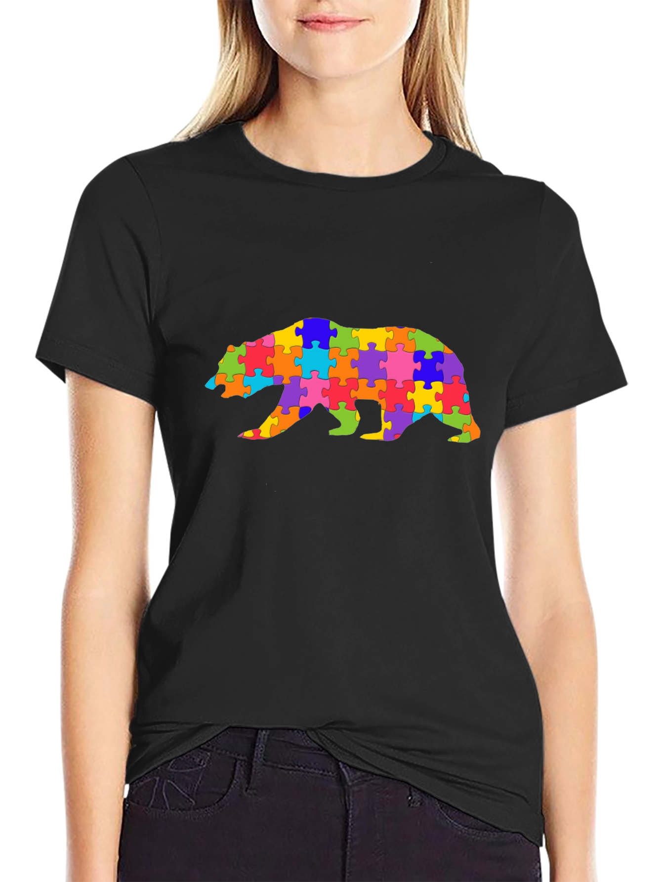 Autism Awareness Puzzle Bear Graphic Tee
