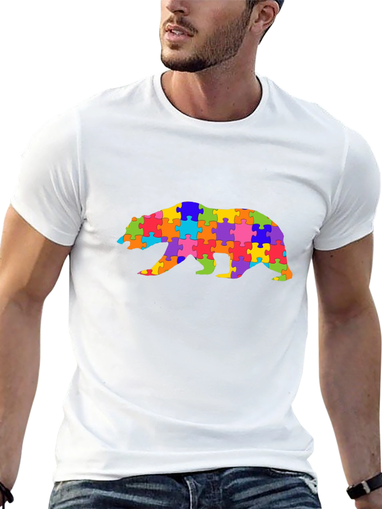 Autism Awareness Puzzle Bear Graphic Tee