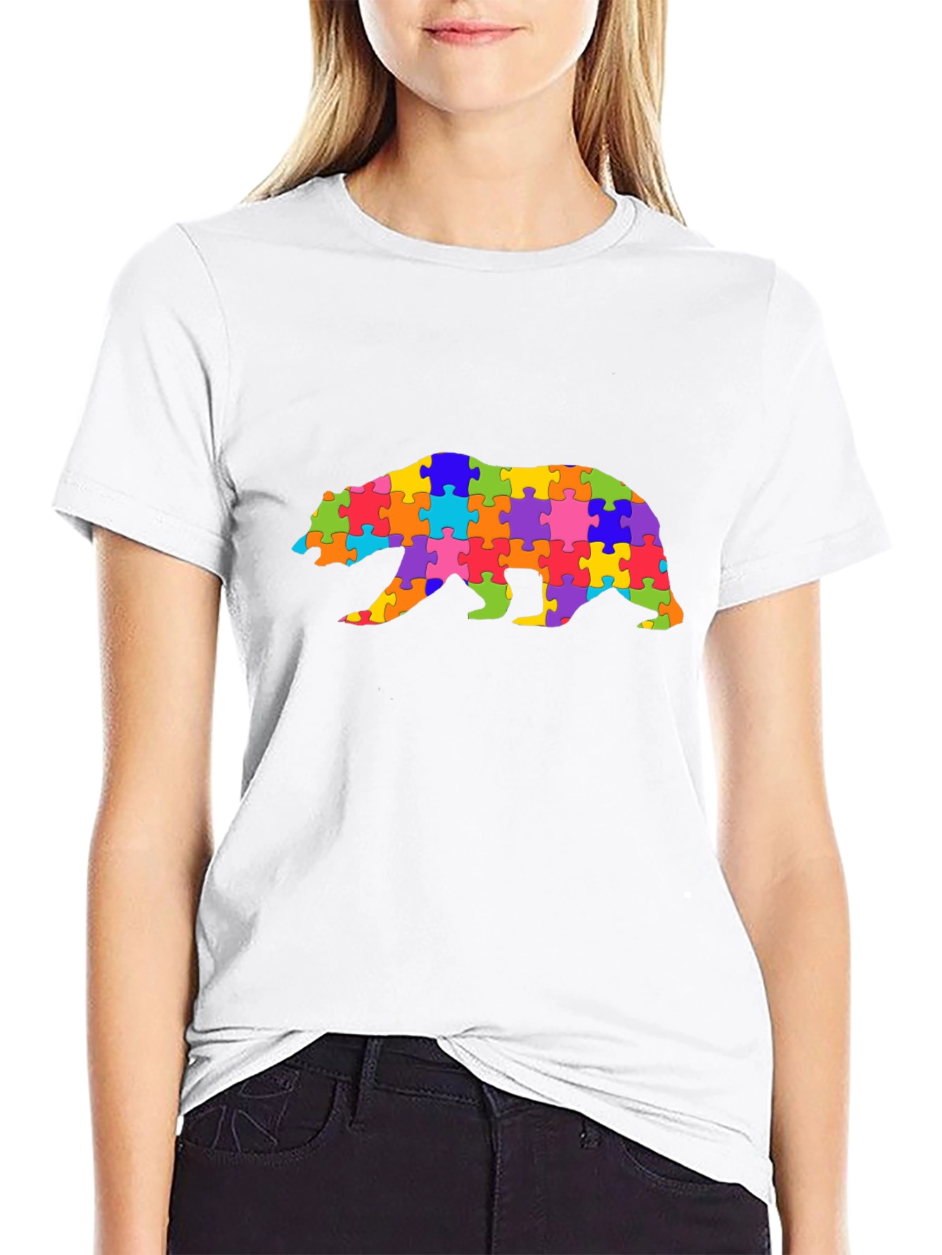 Autism Awareness Puzzle Bear Graphic Tee
