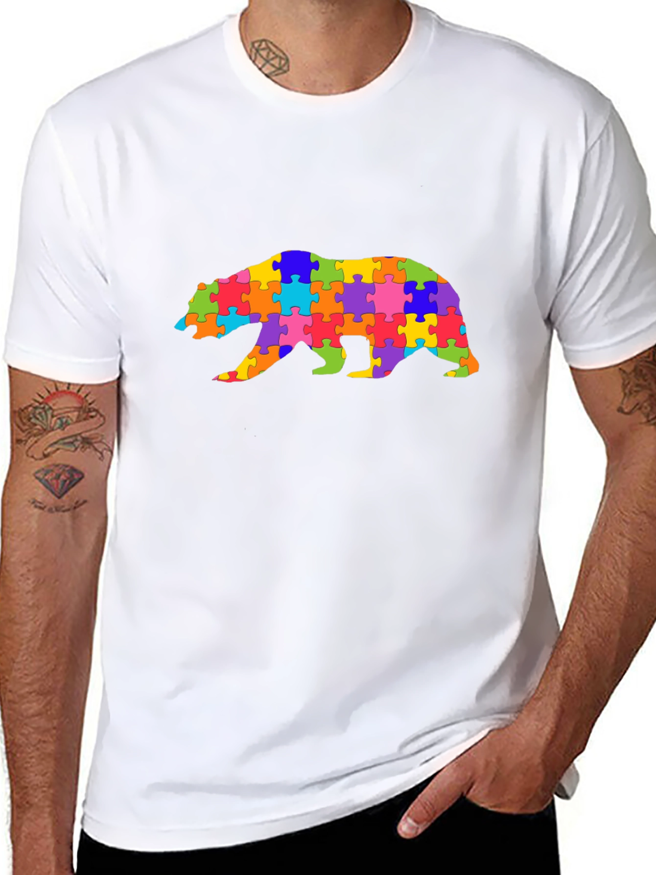 Autism Awareness Puzzle Bear Graphic Tee