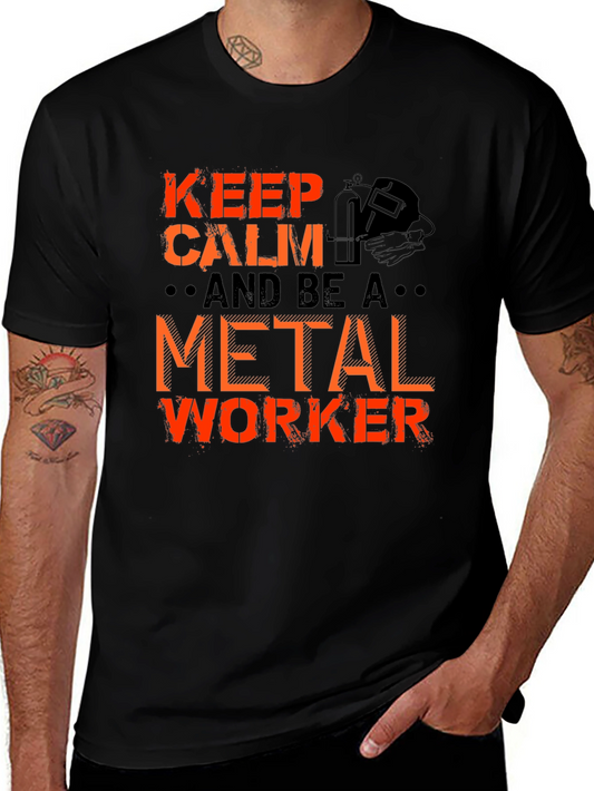 Keep Calm Metal Worker T-Shirt - Black Crew Neck Tee