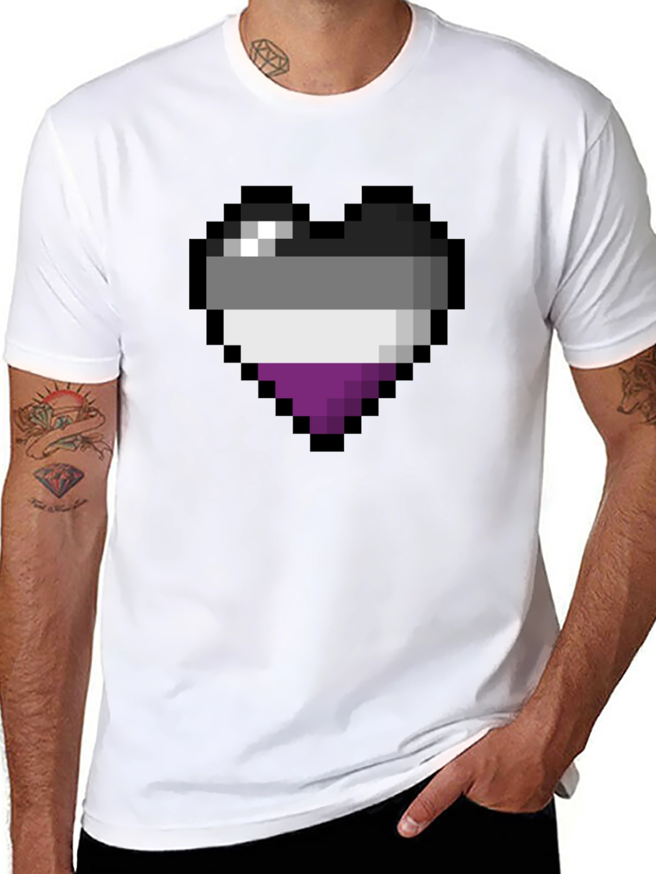 Asexual Pride Pixel Heart T-Shirt