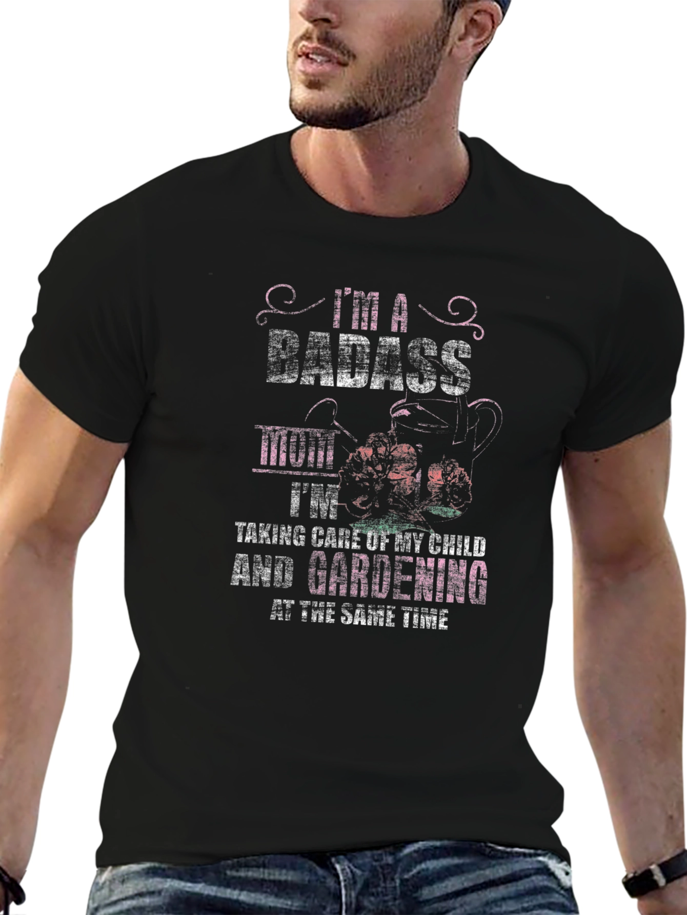 Badass Mom Gardening T-Shirt - Black