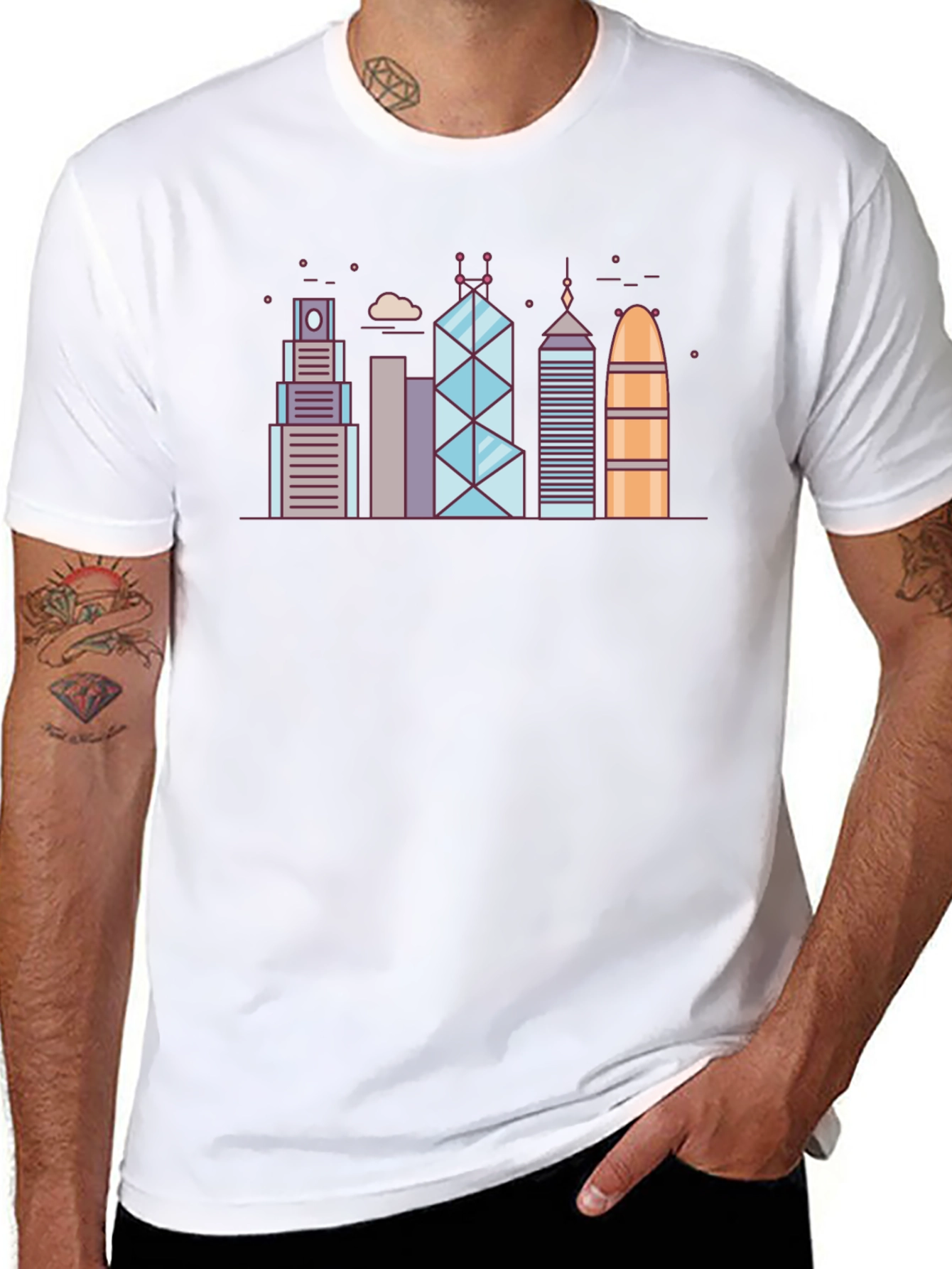 City Skyline Graphic Tee - Modern Black T-Shirt
