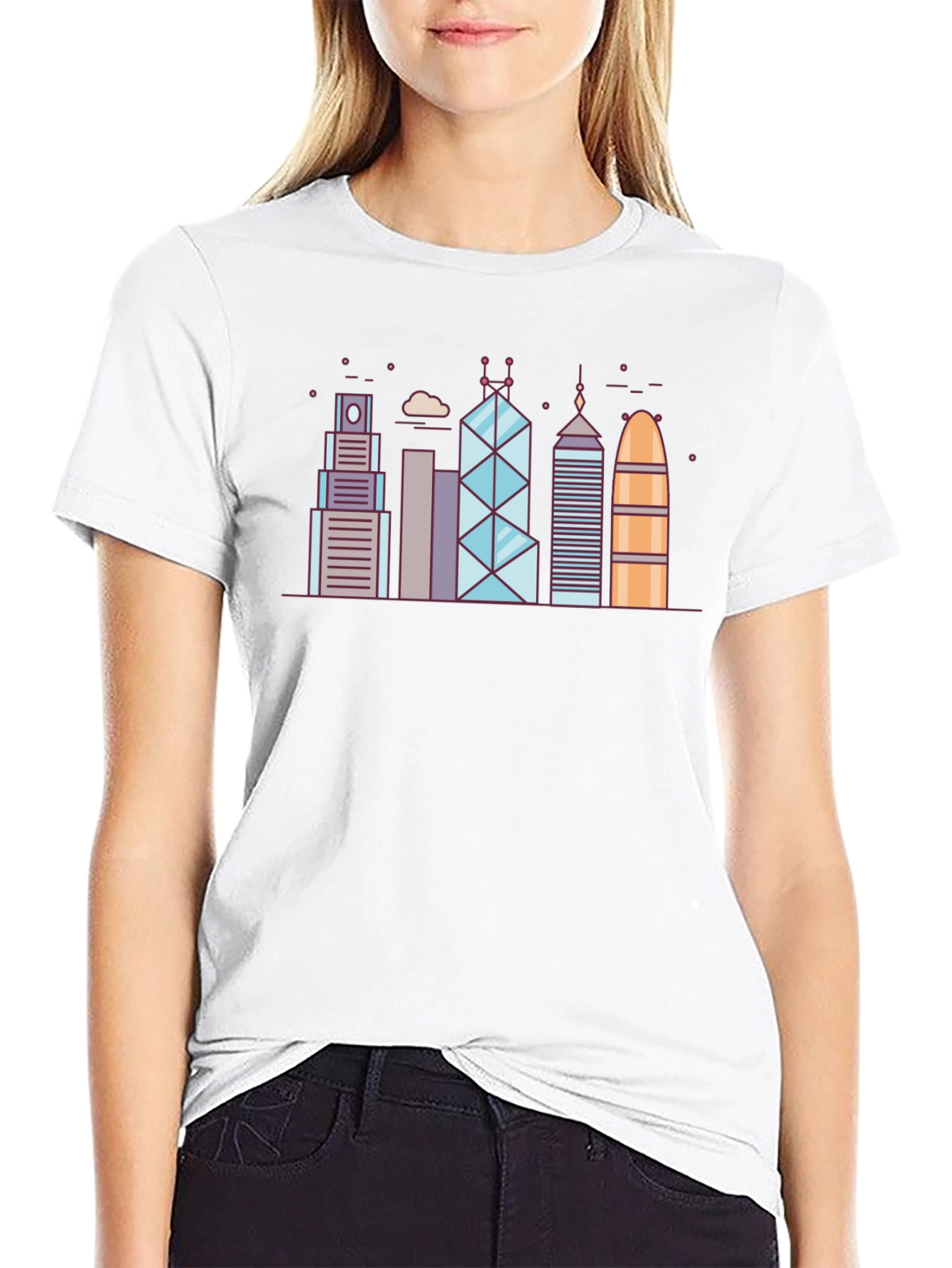 City Skyline Graphic Tee - Modern Black T-Shirt