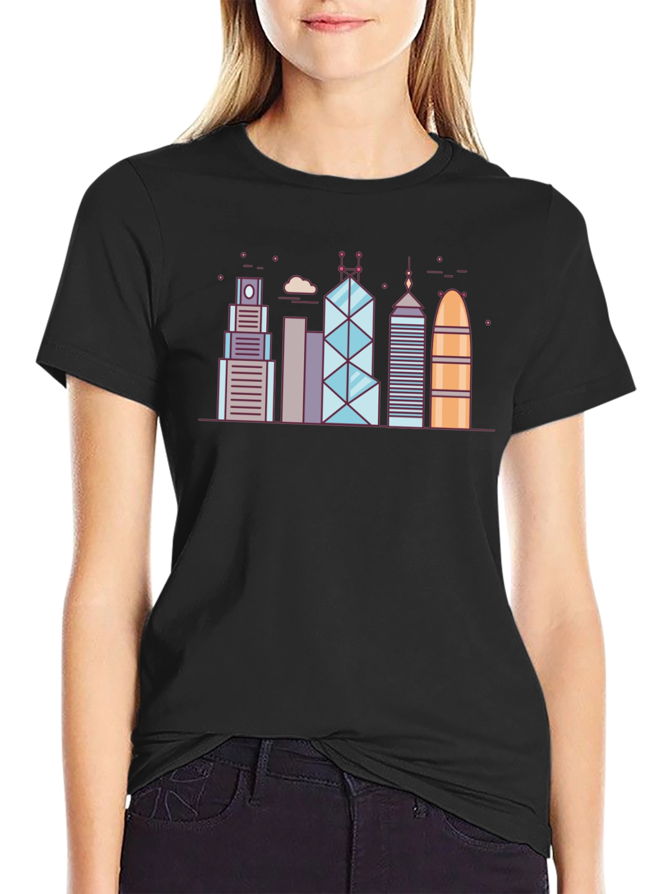 City Skyline Graphic Tee - Modern Black T-Shirt