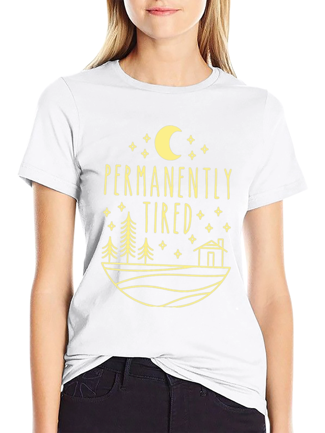 Permanently Tired Graphic Tee - Moon & Cabin Design
